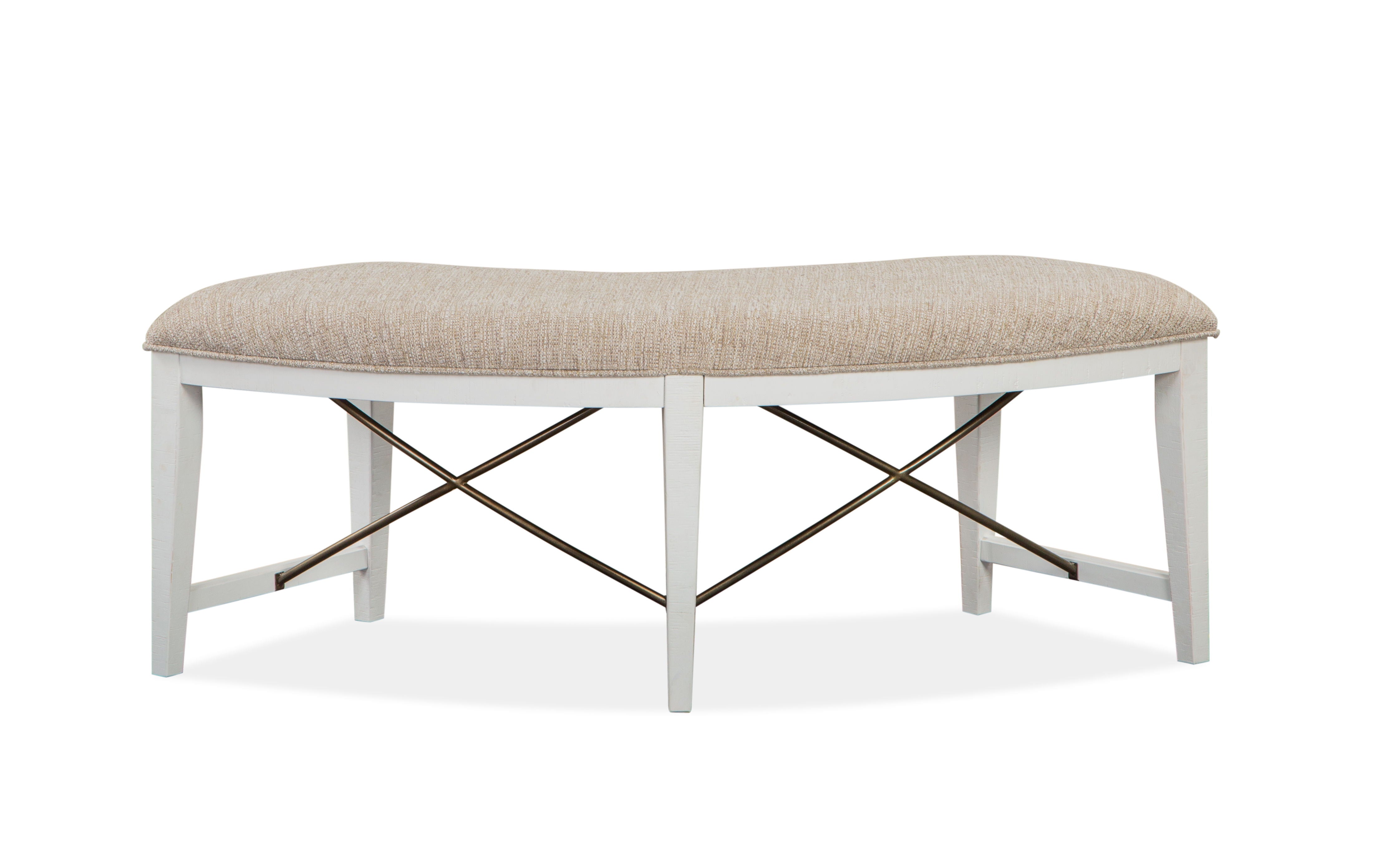 Heron Cove - Curved Bench With Upholstered Seat - Chalk White - Image 2