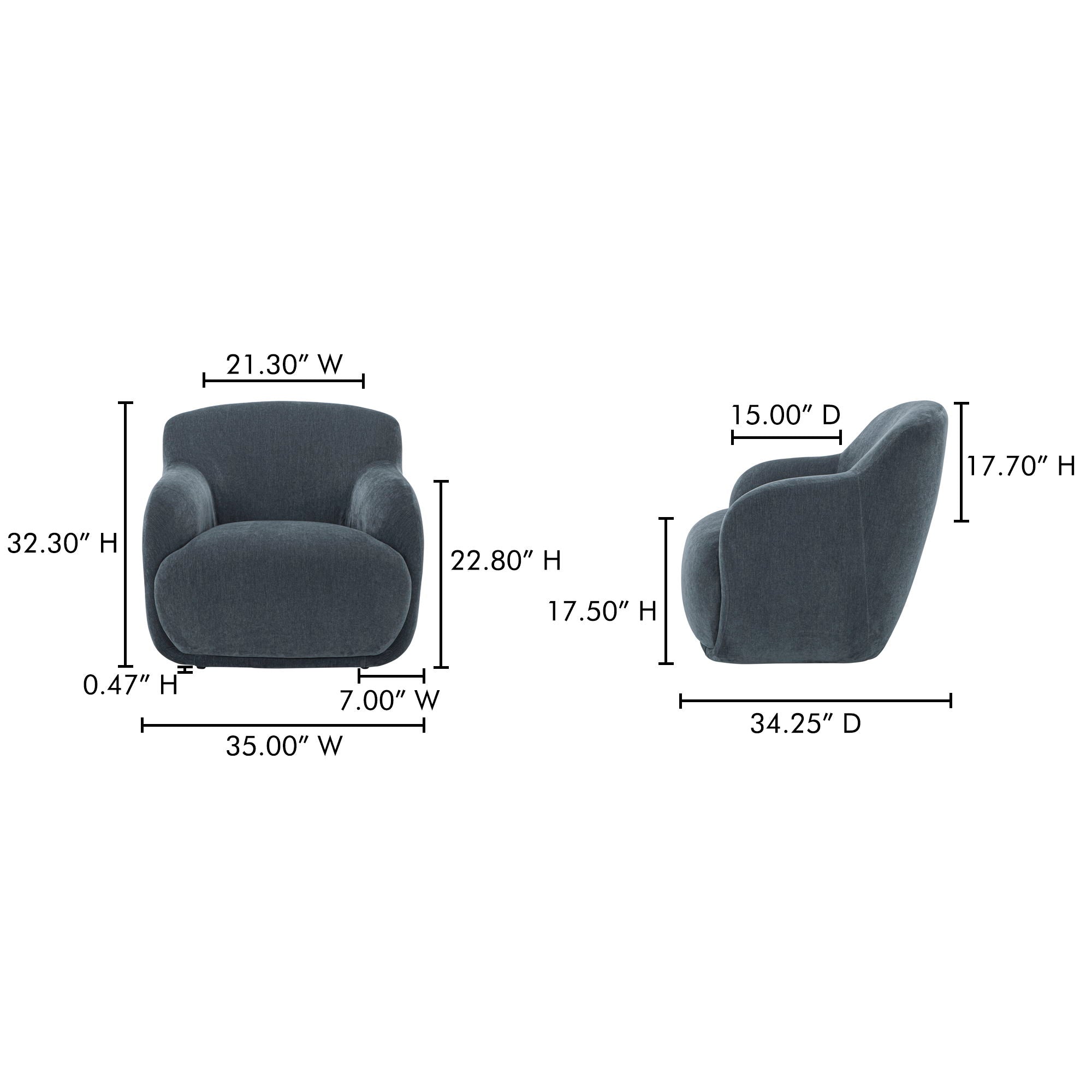 Stevie - Lounge Chair - Slate Blue - Image 3