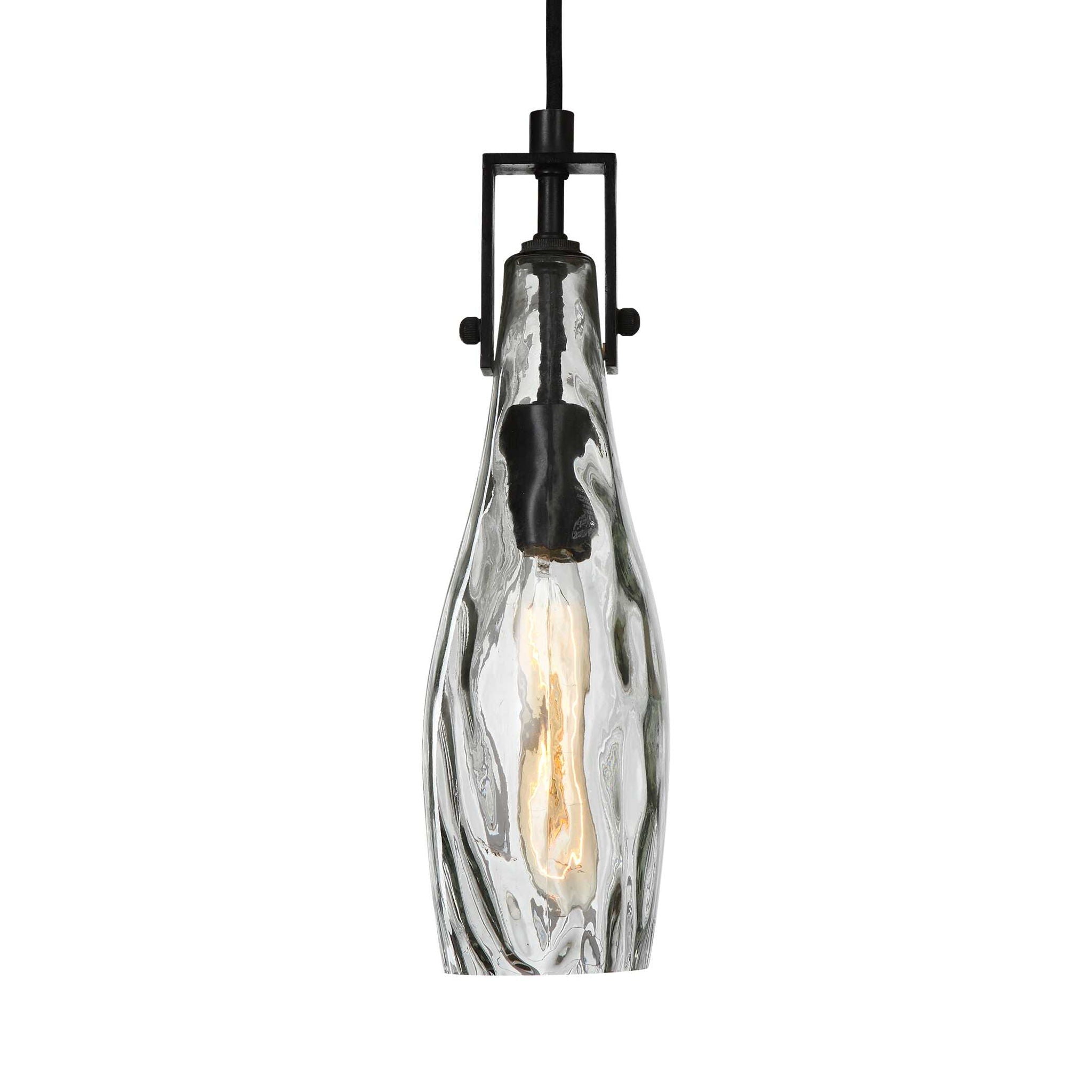 Campester - 1 Light Watered Glass Mini Pendant - Pearl Silver - Image 3