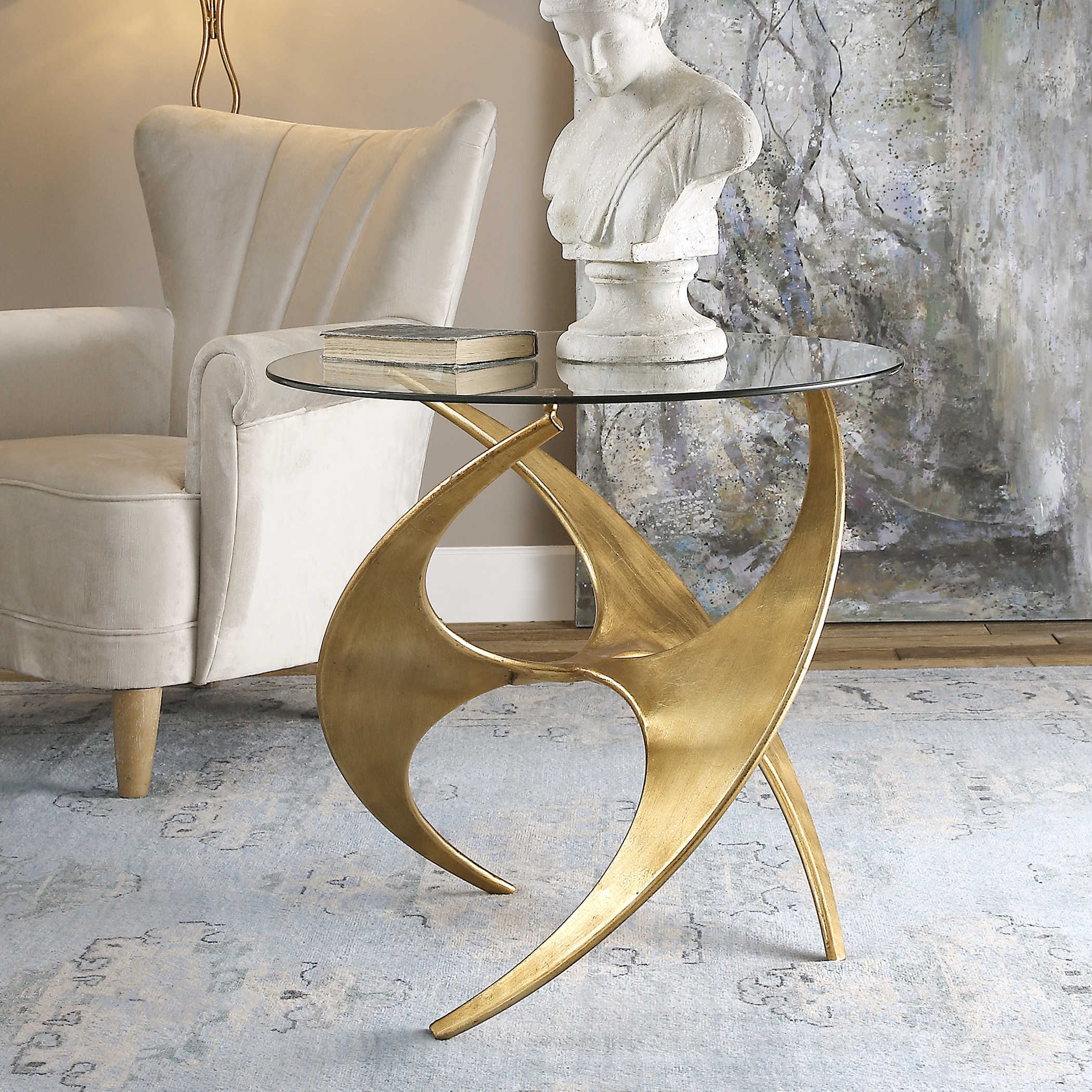 Graciano - Glass Side Table - Gold - Image 2