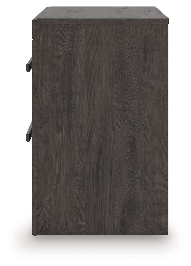 Prendonea - Two Drawer Night Stand - Charcoal - Image 3