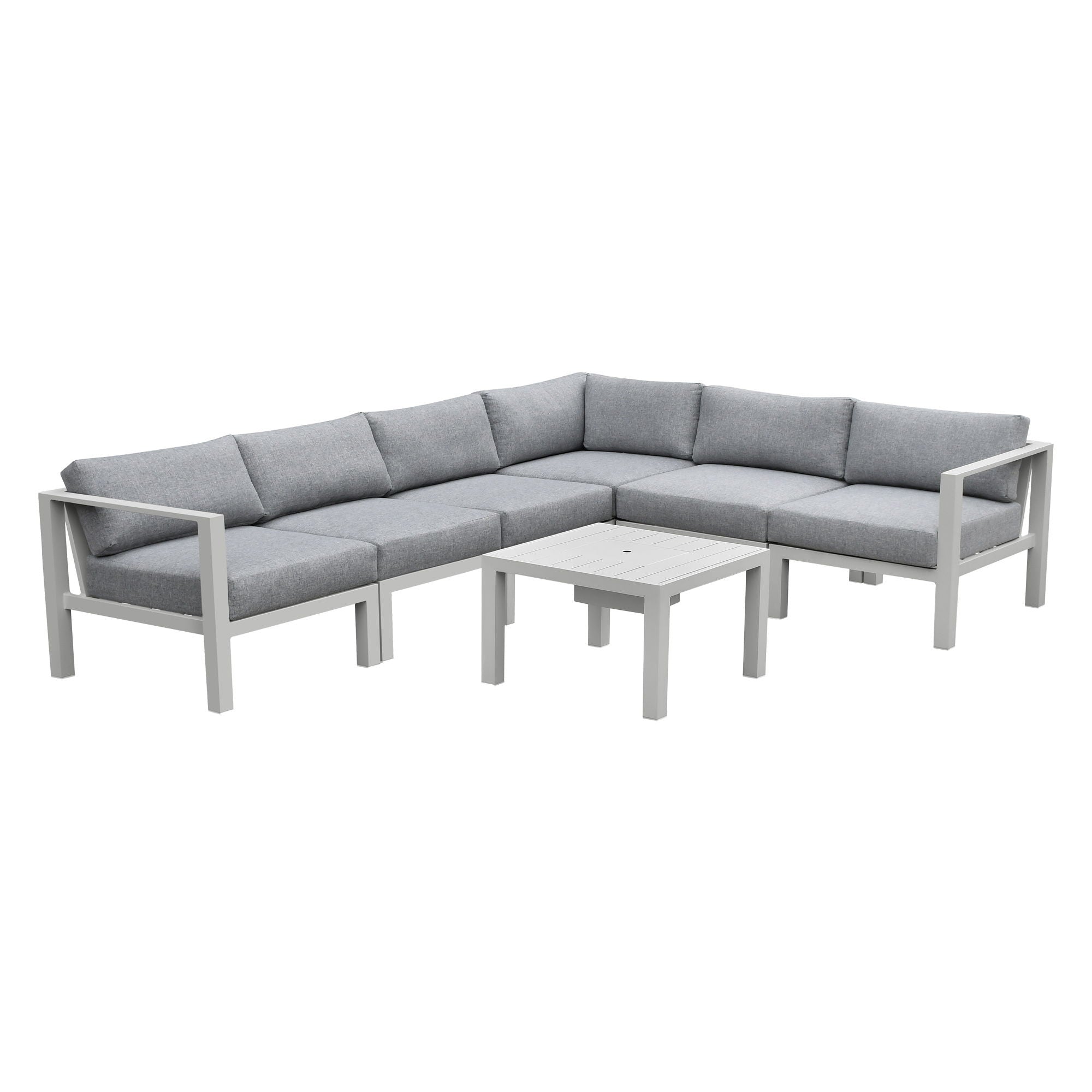 Nash - 6 Piece Outdoor Seating Sectinal And Table - Buff - Image 1
