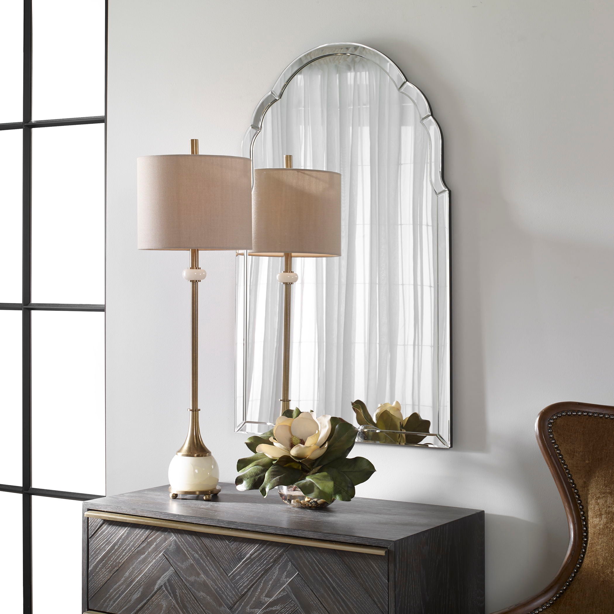 Brayden - Frameless Arched Mirror - Pearl Silver - Image 2