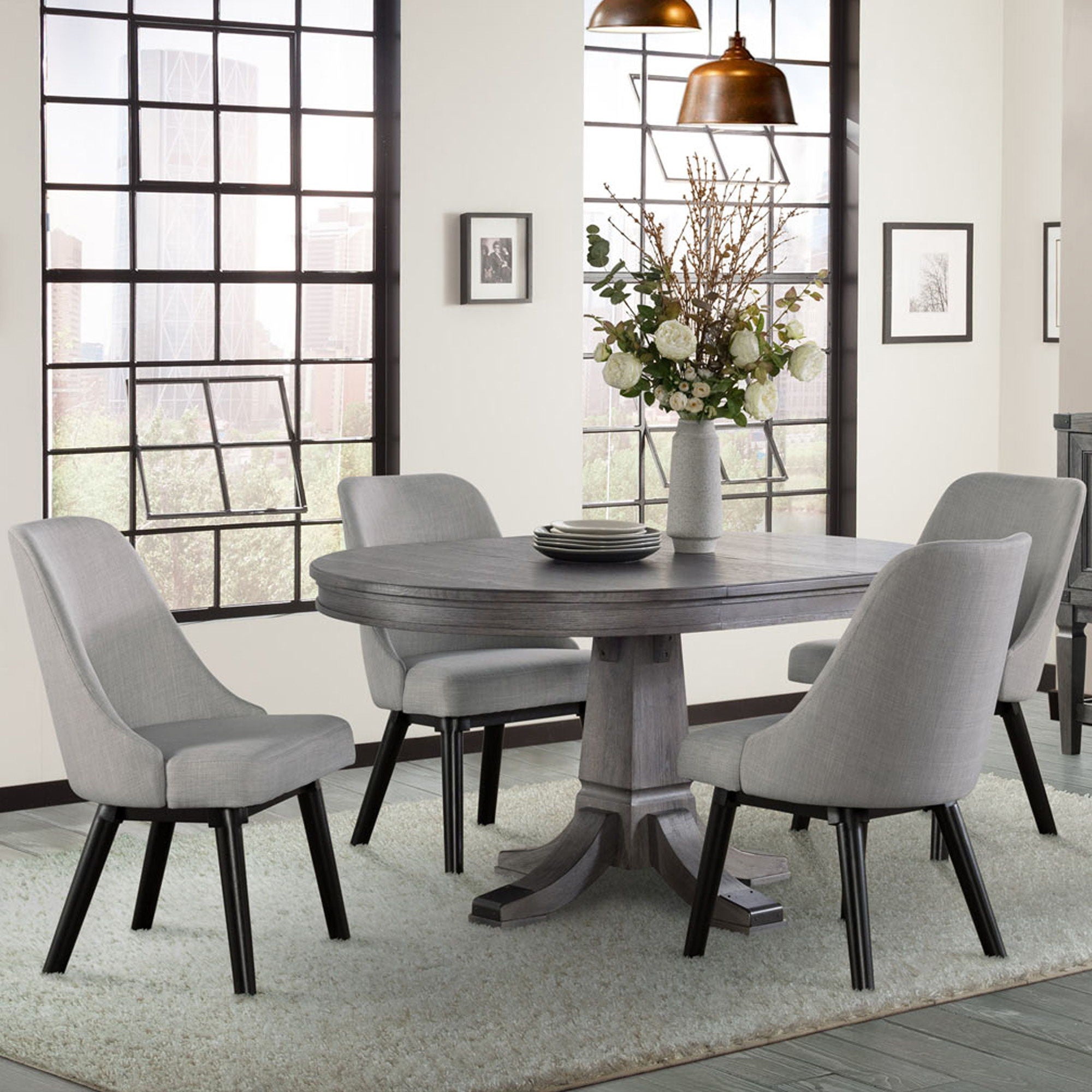 Foundry - Pedestal Table - Brushed Pewter - Image 2