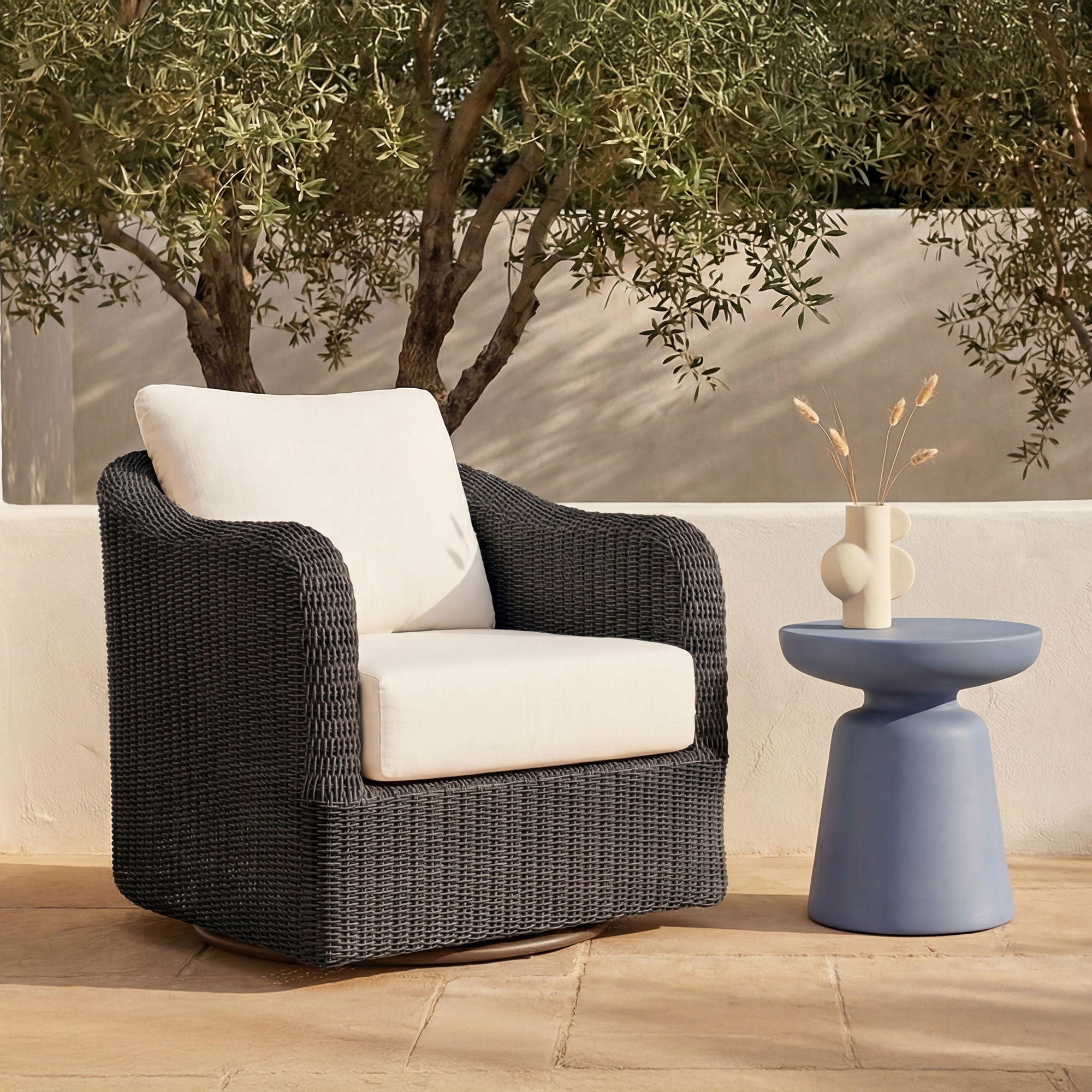 Bodhi - Outdoor Swivel Accent Chair - Charcoal / Gray - Image 1