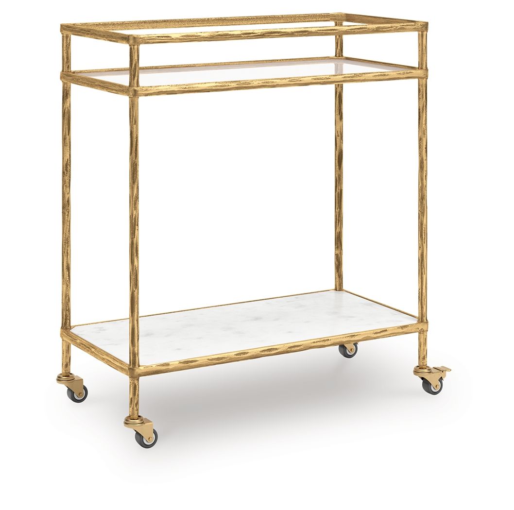 Plattfield – Bar Cart – Antique Gold Finish