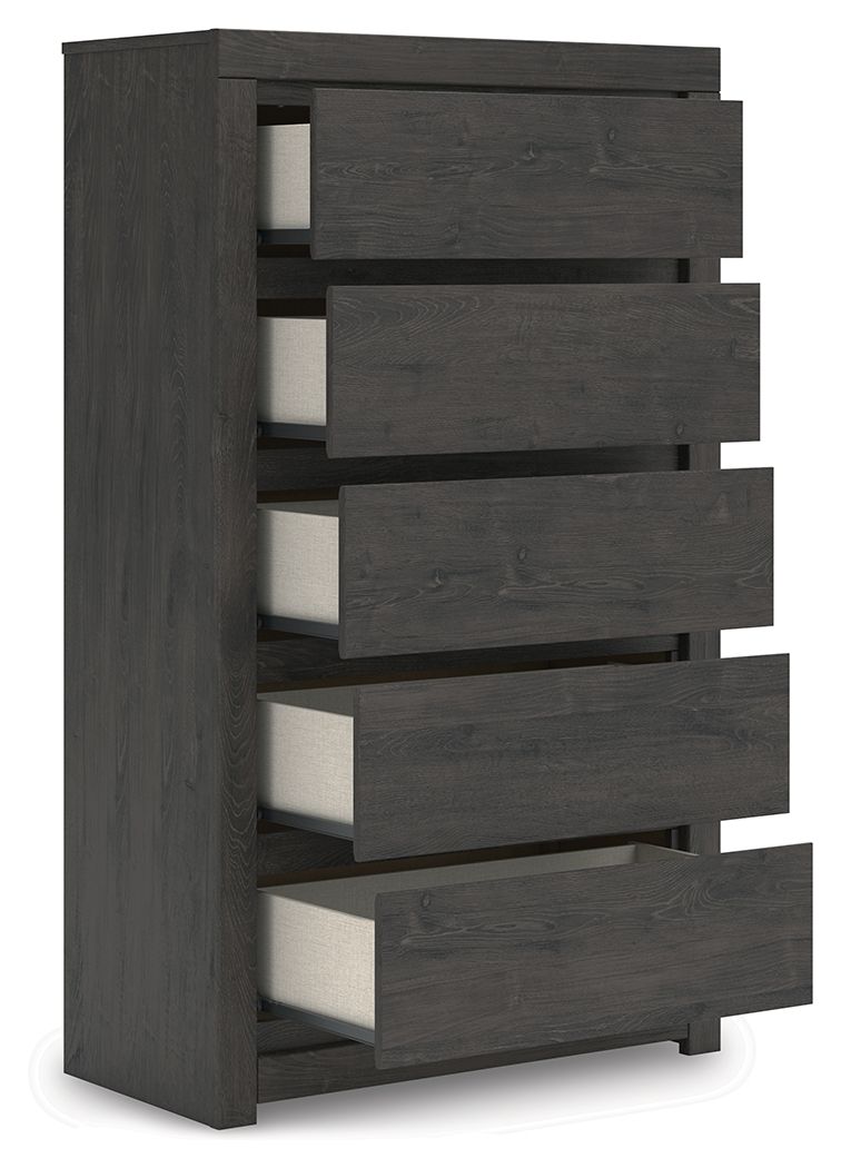 Fraluna - Five Drawer Chest - Charcoal - Image 3