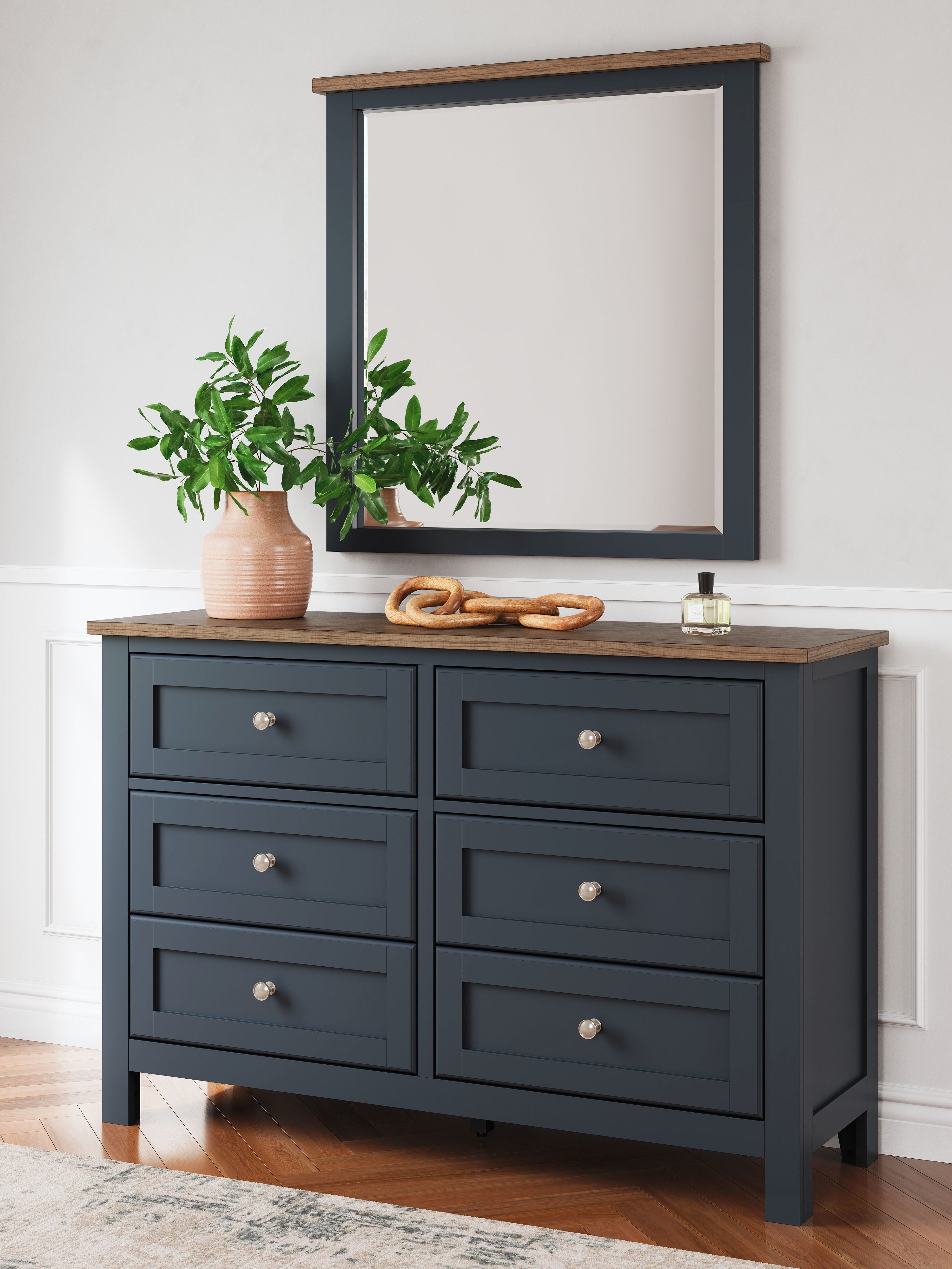 Landocken - Dresser and Mirror - Brown / Blue - Image 3
