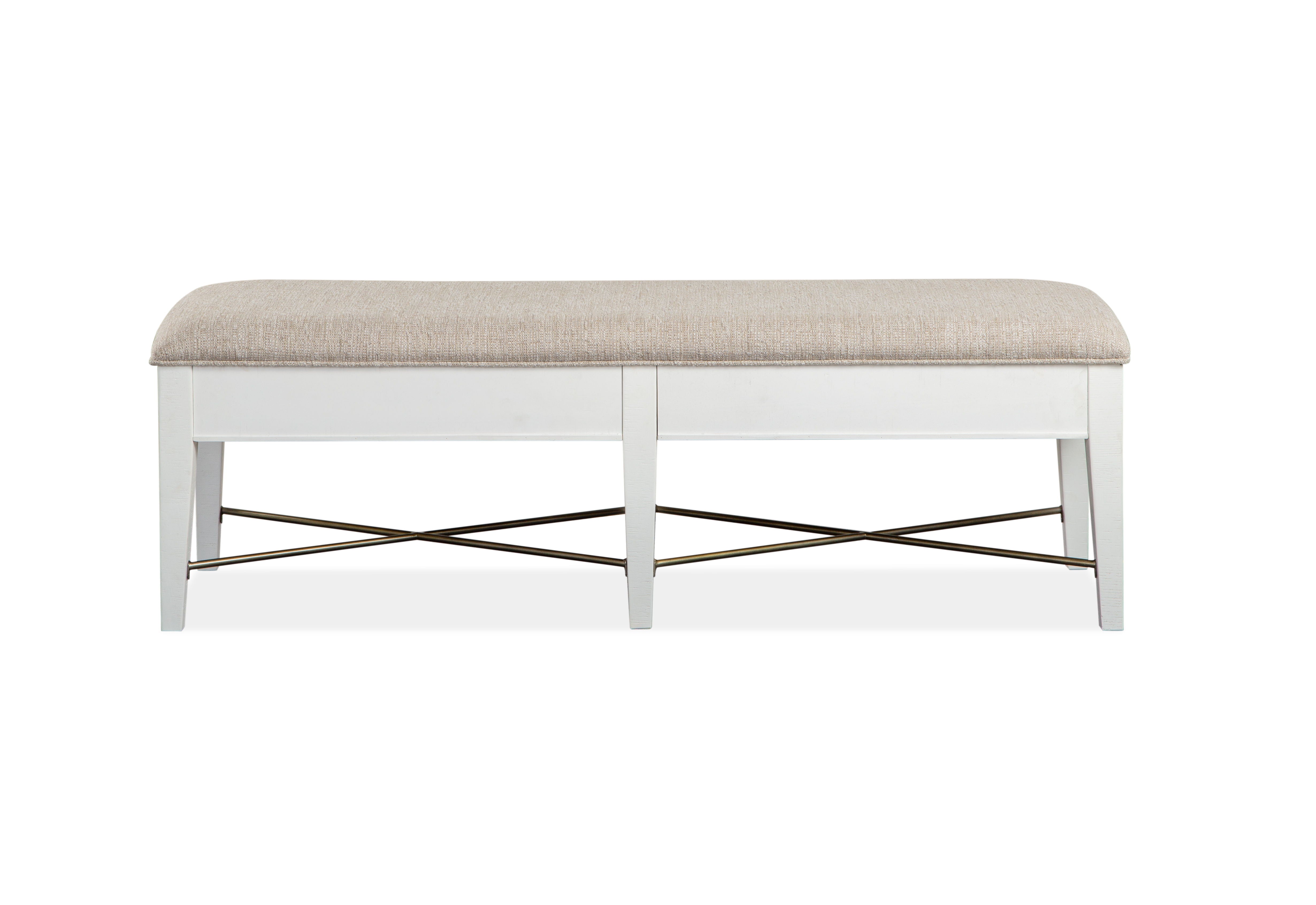 Heron Cove - Bench With Upholstered Seat - Chalk White - Image 2