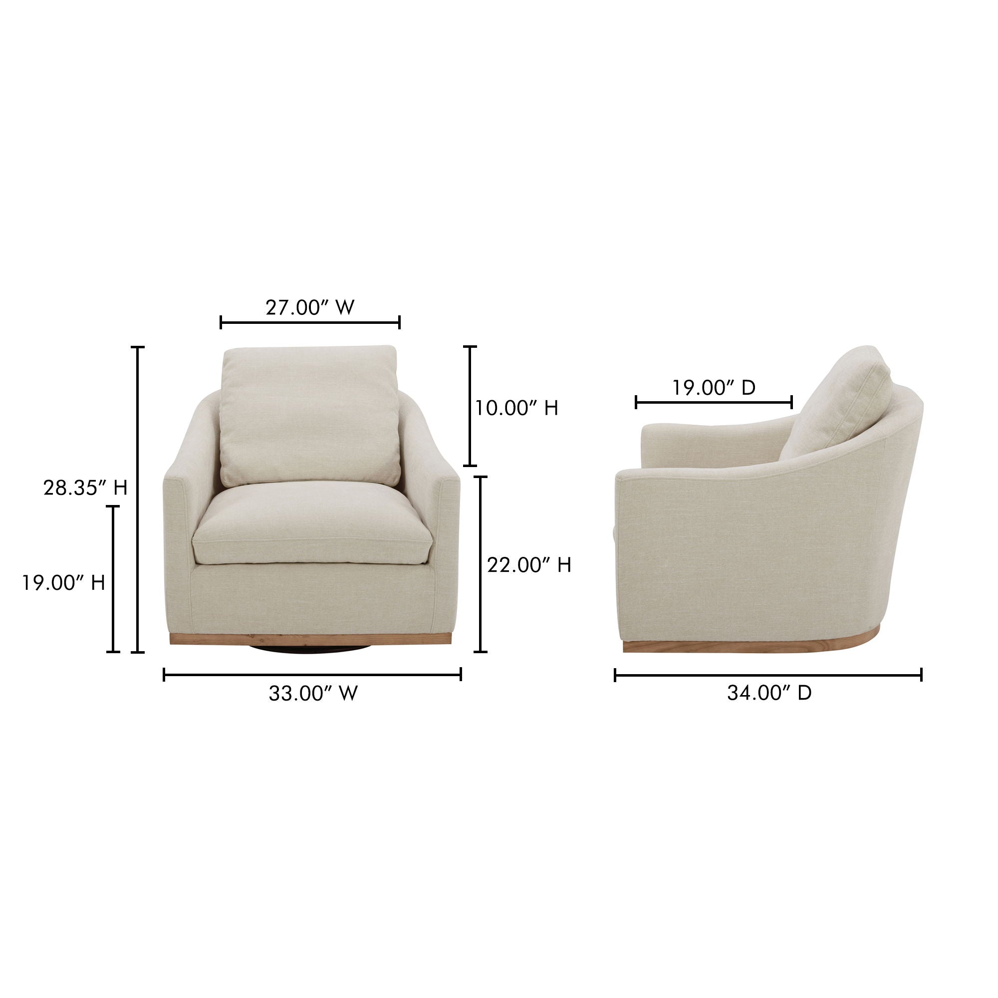 Linden - Fabric Swivel Chair - Soft Beige - Image 3