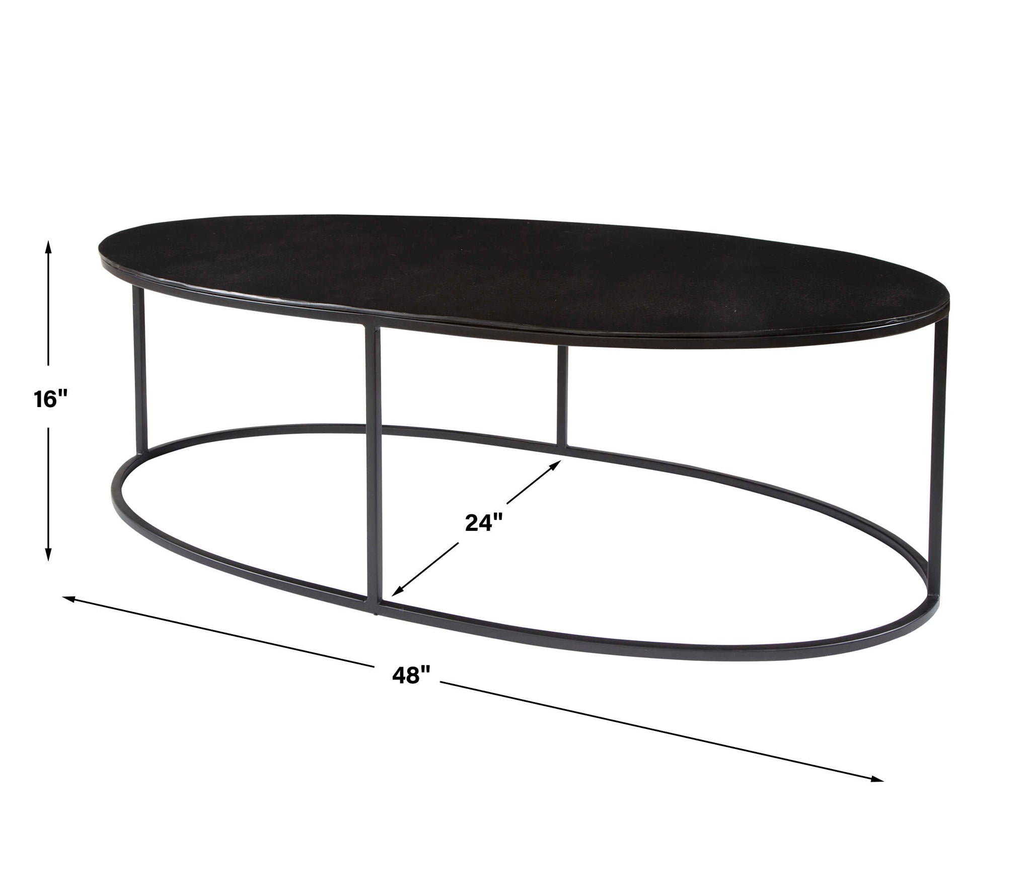 Coreene - Oval Coffee Table - Black - Image 2