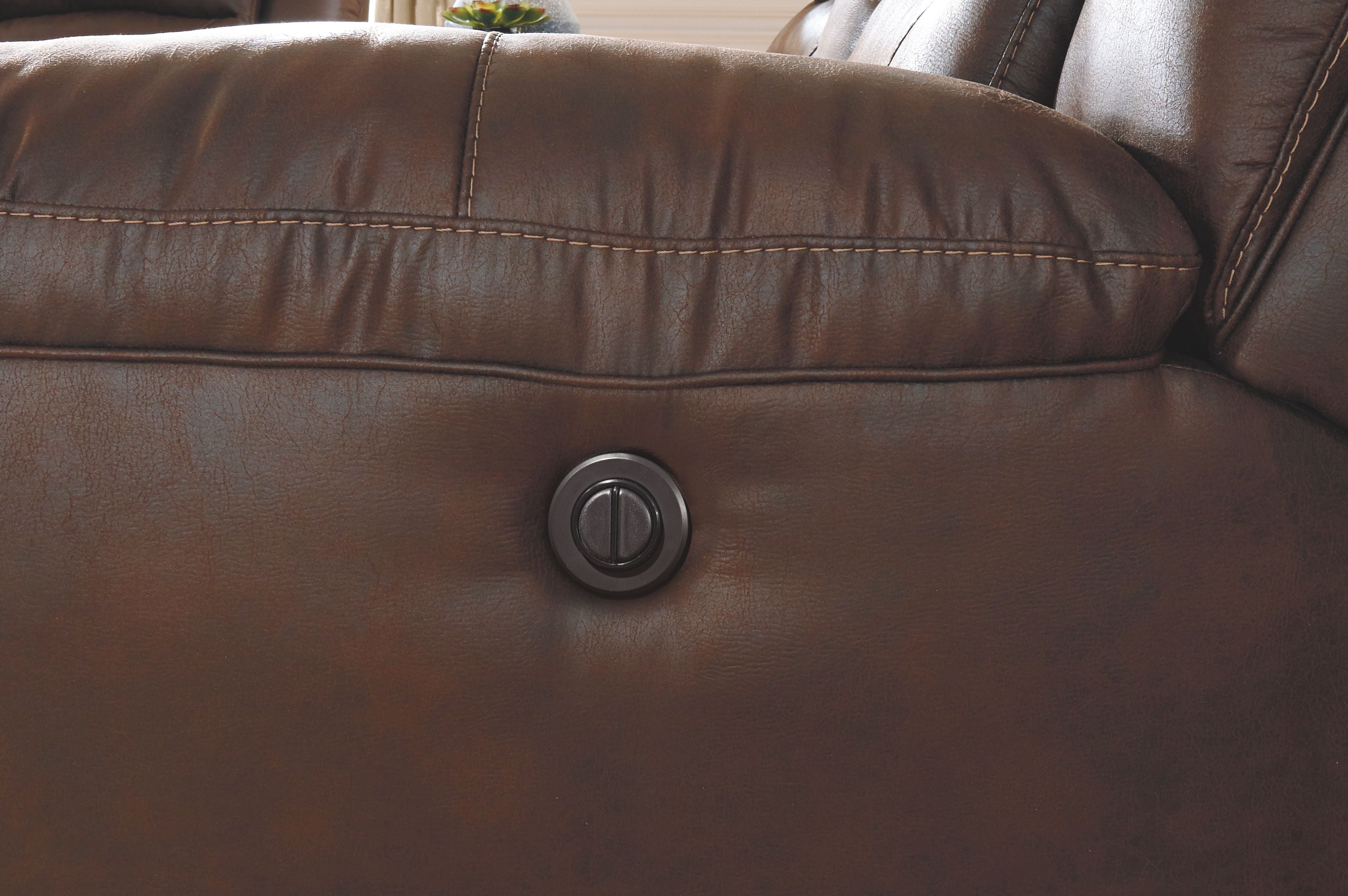 Stoneland - Power Reclining Sofa - Faux Leather - Chocolate - Image 3