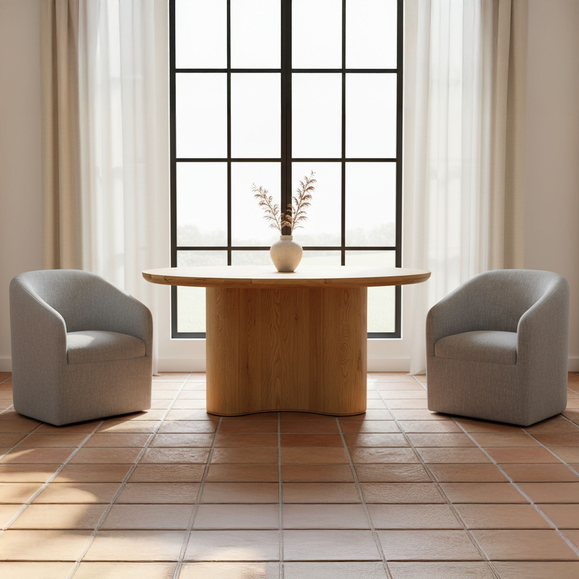 Sandy - Fabric Rolling Dining Chair - Gray - Image 2