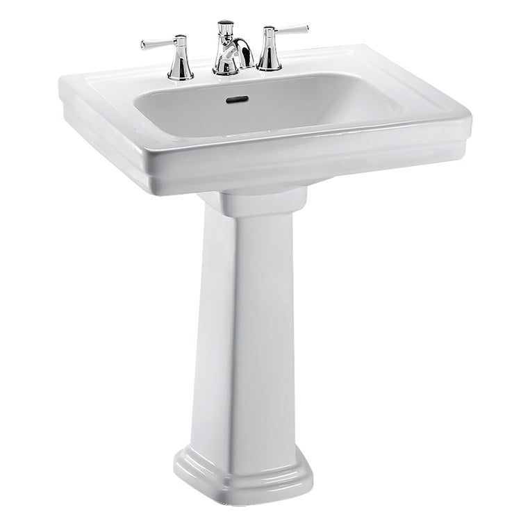 Pedestal Lavatory Promenade 27-1/2 x 22-1/4 Inch Widespread 8 Inch Spread Cotton Rear Overflow Rectangle