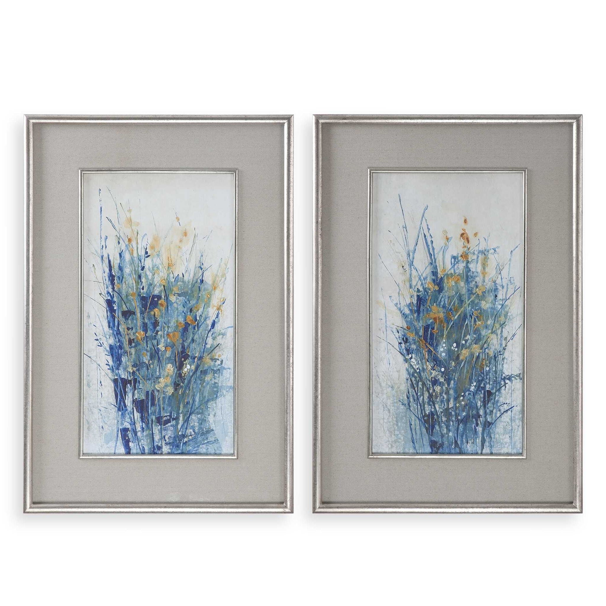 Indigo Florals - Framed Art (Set of 2) - Blue - Image 1