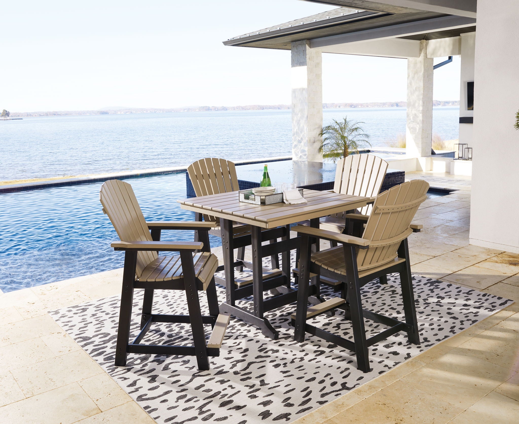 Fairen Trail – 5 Pc. – Counter Dining Set – Black / Driftwood
