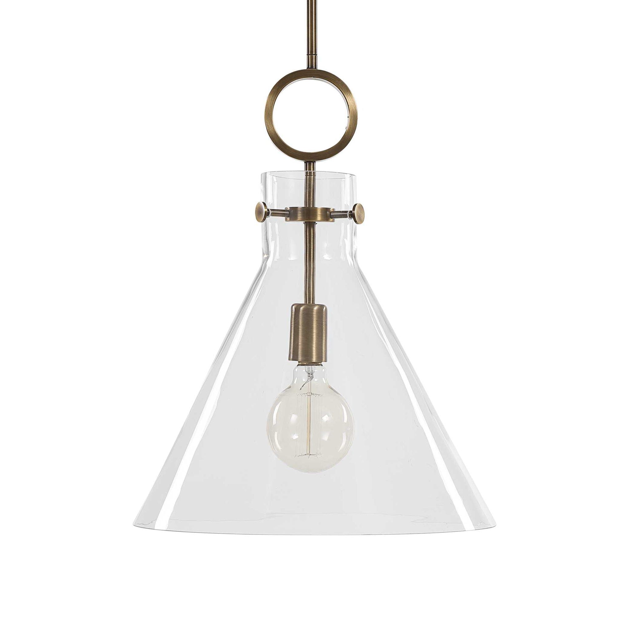 Imbuto - Funnel Glass 1 Light Pendant - White & Gold - Image 2