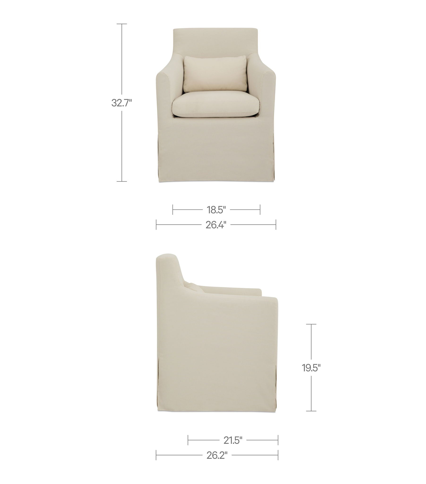 Lydia - Outdoor Slipcover Dining Chair - Cream - Image 2