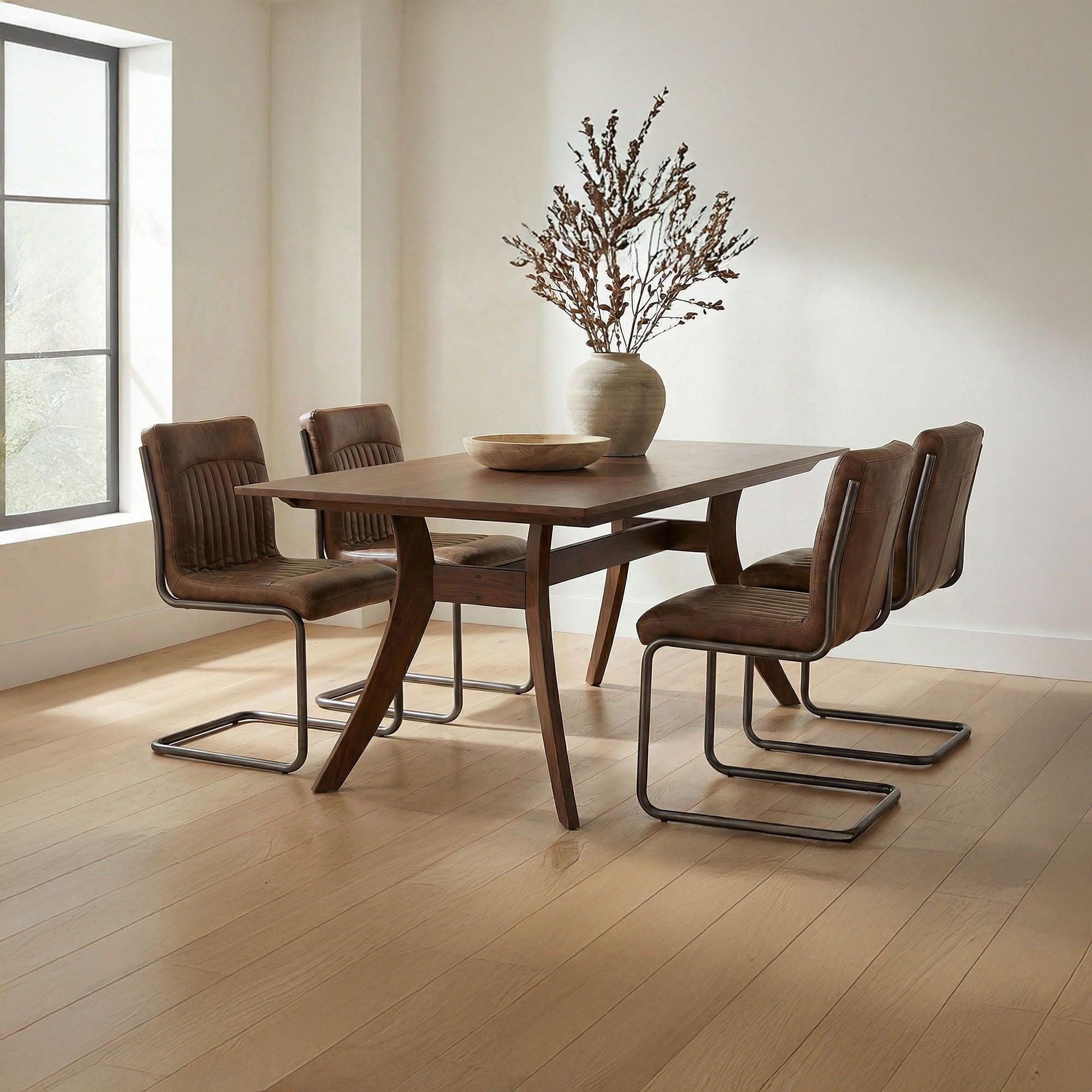 Ansel - Leather Dining Chair (Set of 2) - Grazed Brown - Image 2
