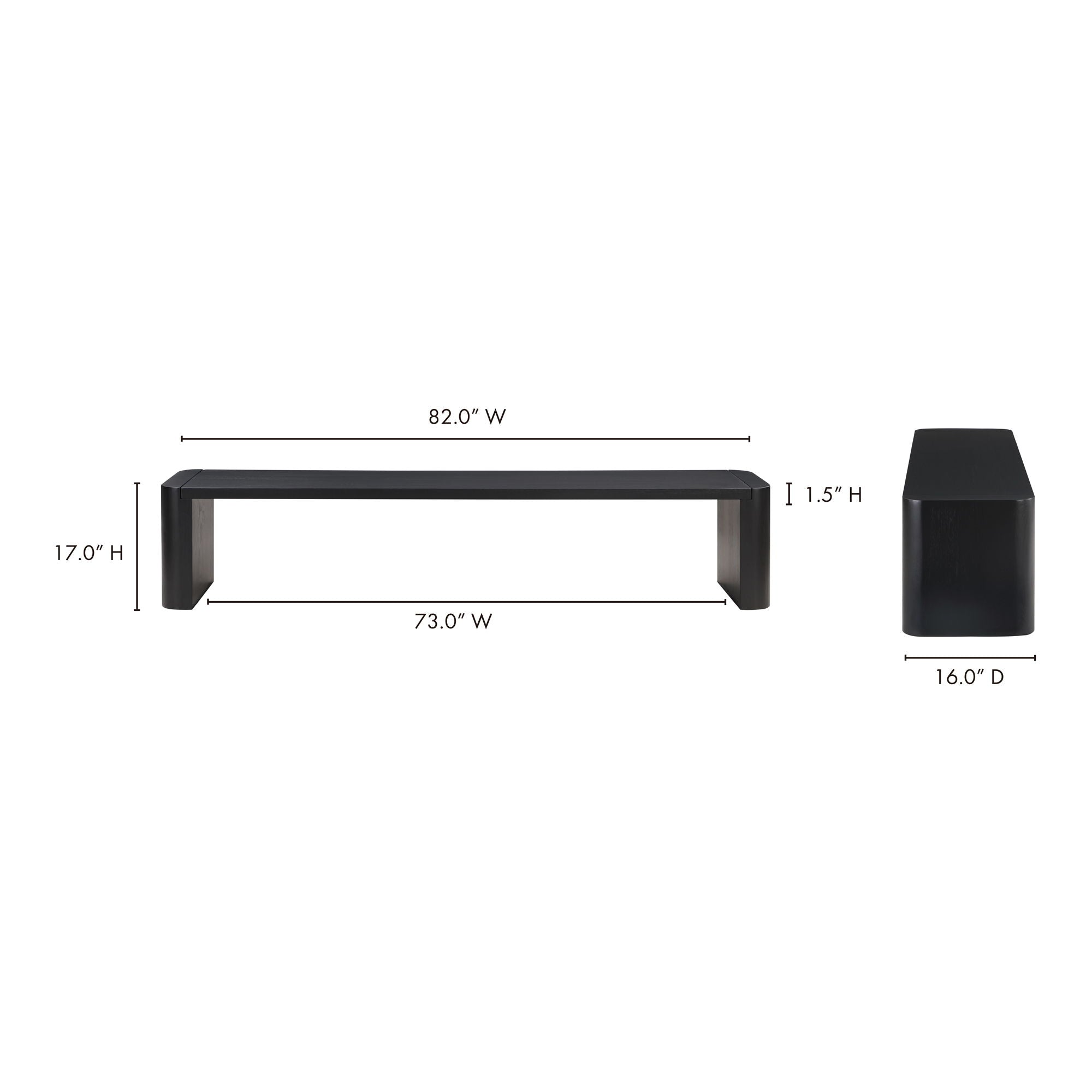 Post - Large Oak Dining Bench - Black - Image 3