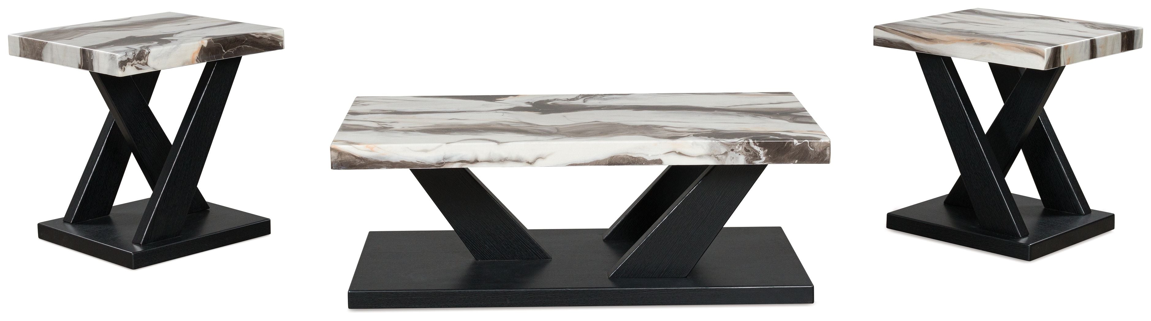 Cendill - Occasional Table Set (Set of 3) - Dark Brown / White / Black - Image 3