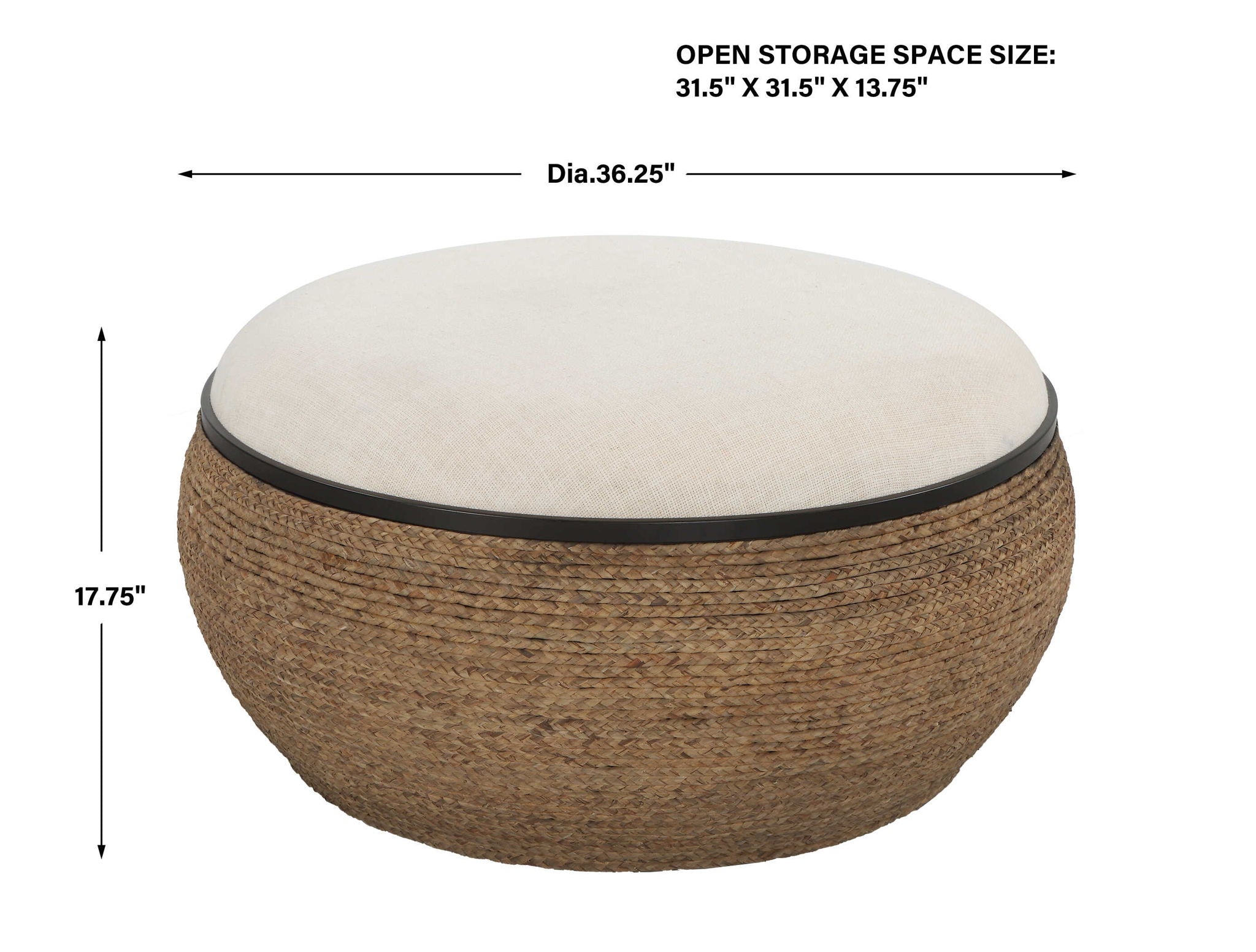 Island - Straw Storage Ottoman / Coffee Table - Image 2