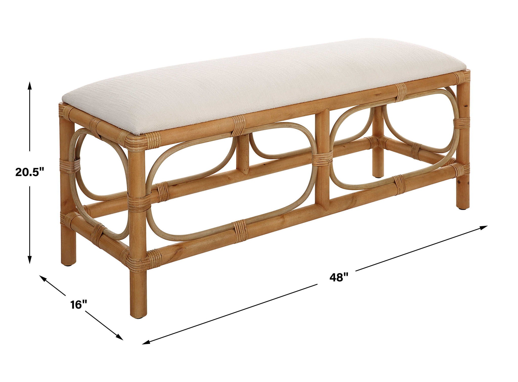 Laguna - Fabric Rattan Bench - White - Image 2
