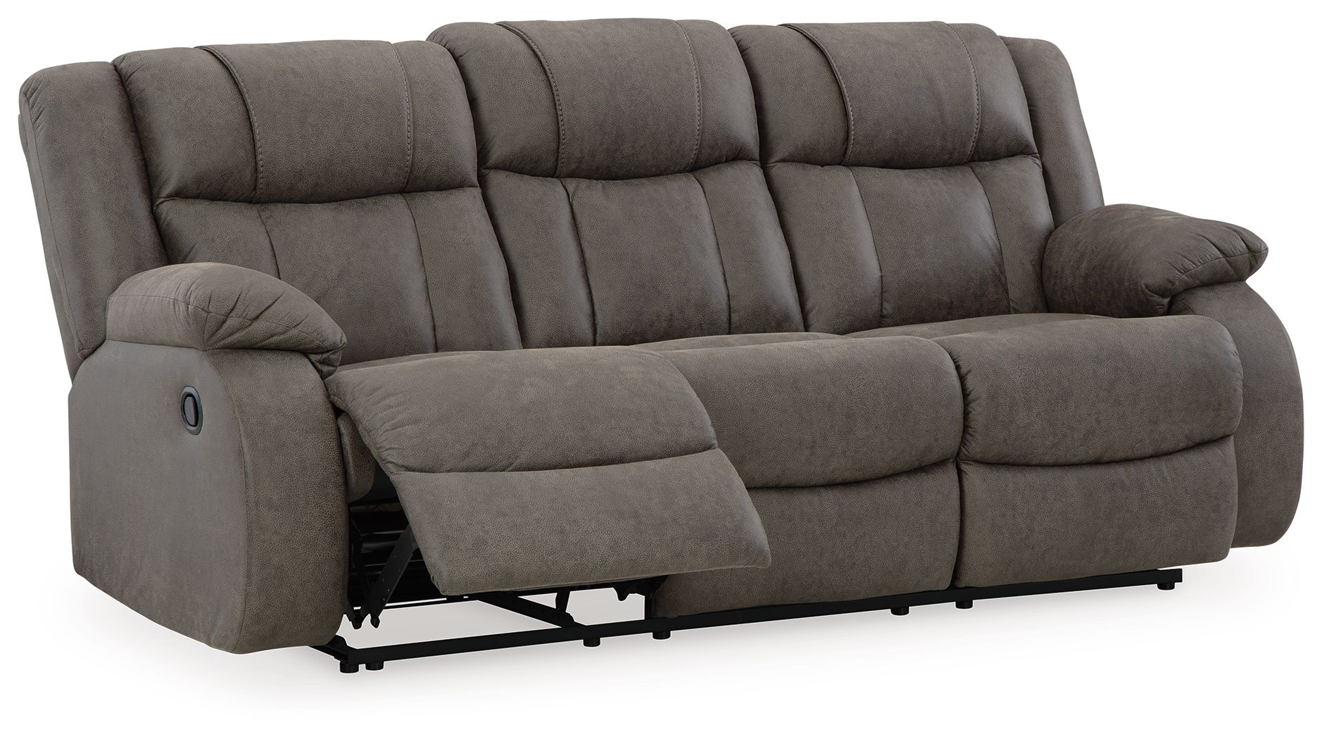 First Base - Reclining Sofa - Faux Leather - Gunmetal - Image 2