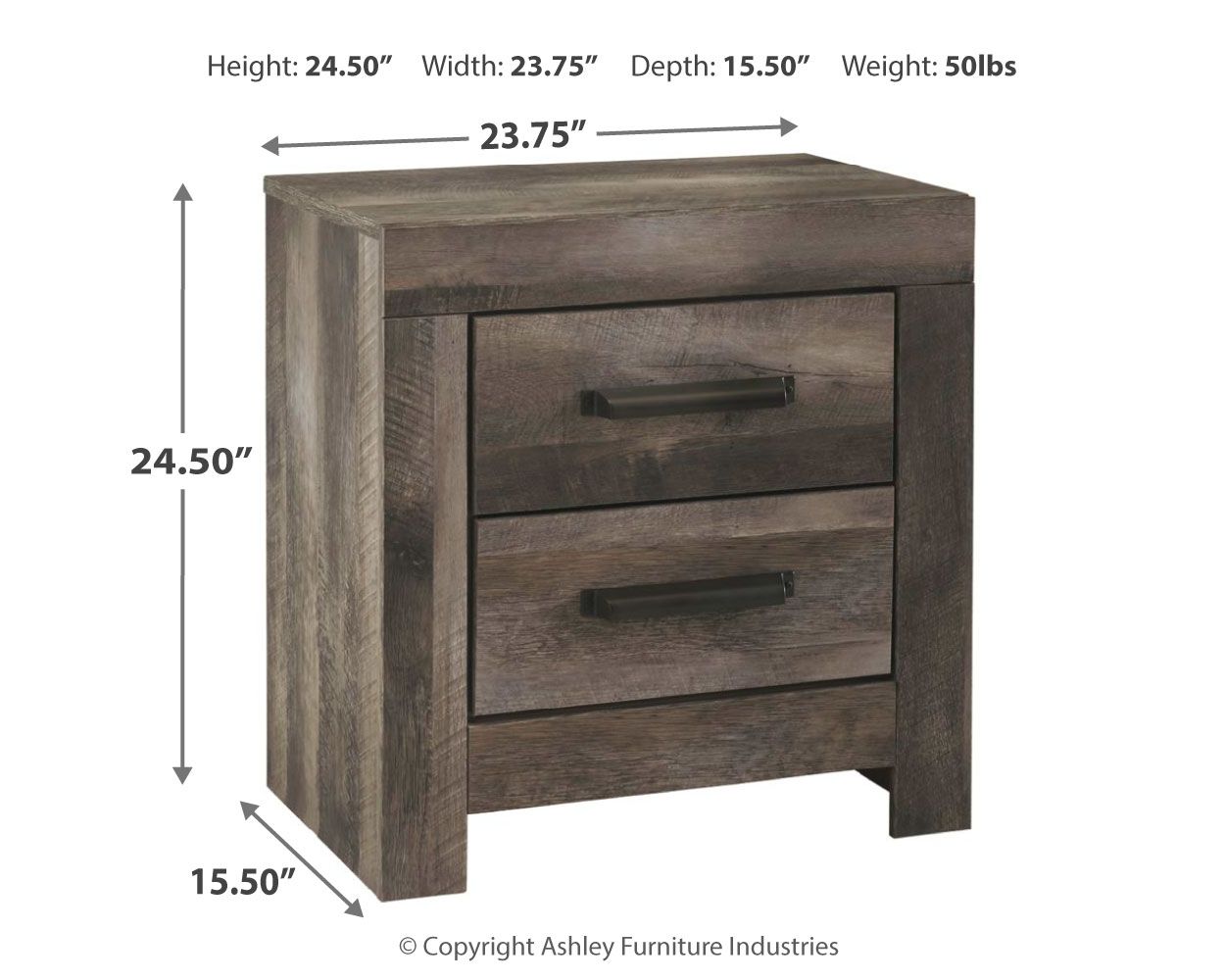 Wynnlow - Two Drawer Night Stand - Gray - Image 3