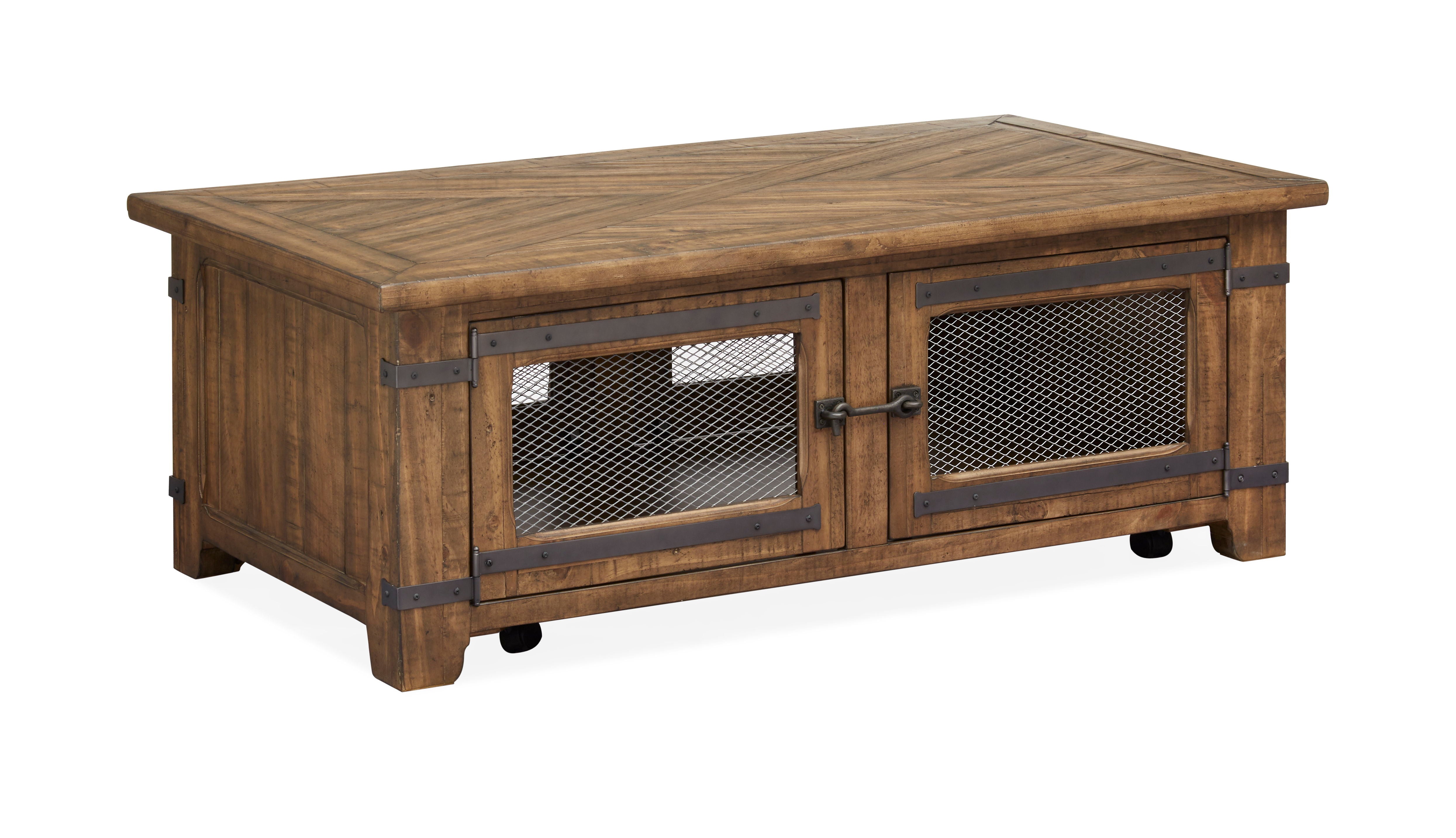 Chesterfield - Top Storage Cocktail Table With Casters - Farmhouse Timber - Image 1
