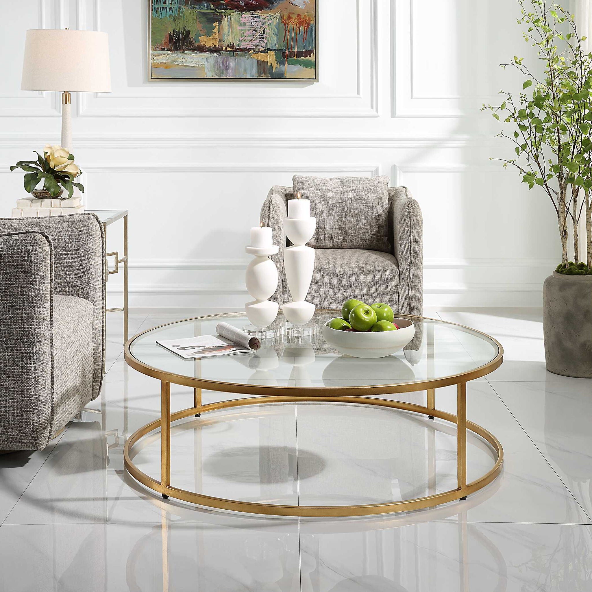Radius - Modern Circular Coffee Table - Gold - Image 3