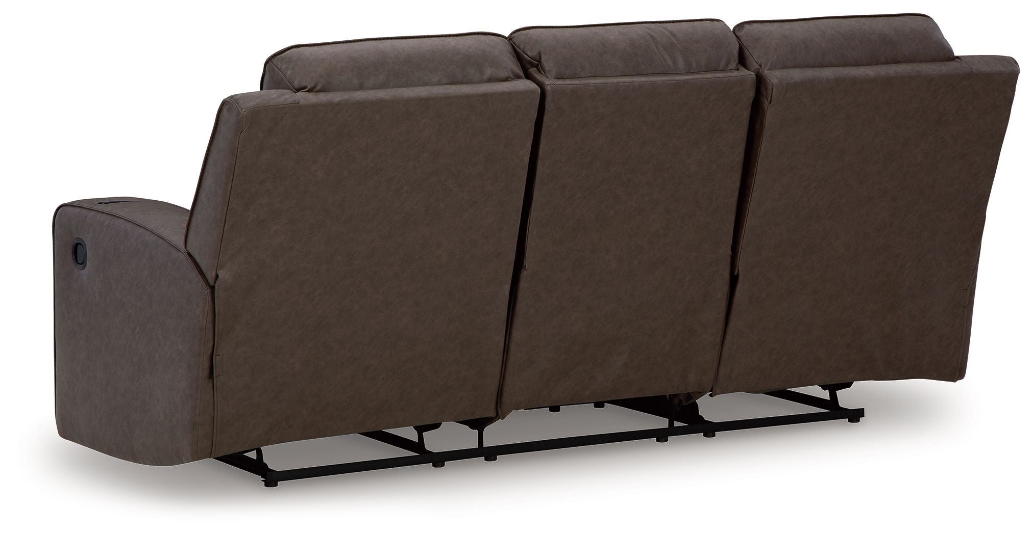 Lavenhorne - Reclining Sofa W/ Drop Down Table - Faux Leather - Granite - Image 2