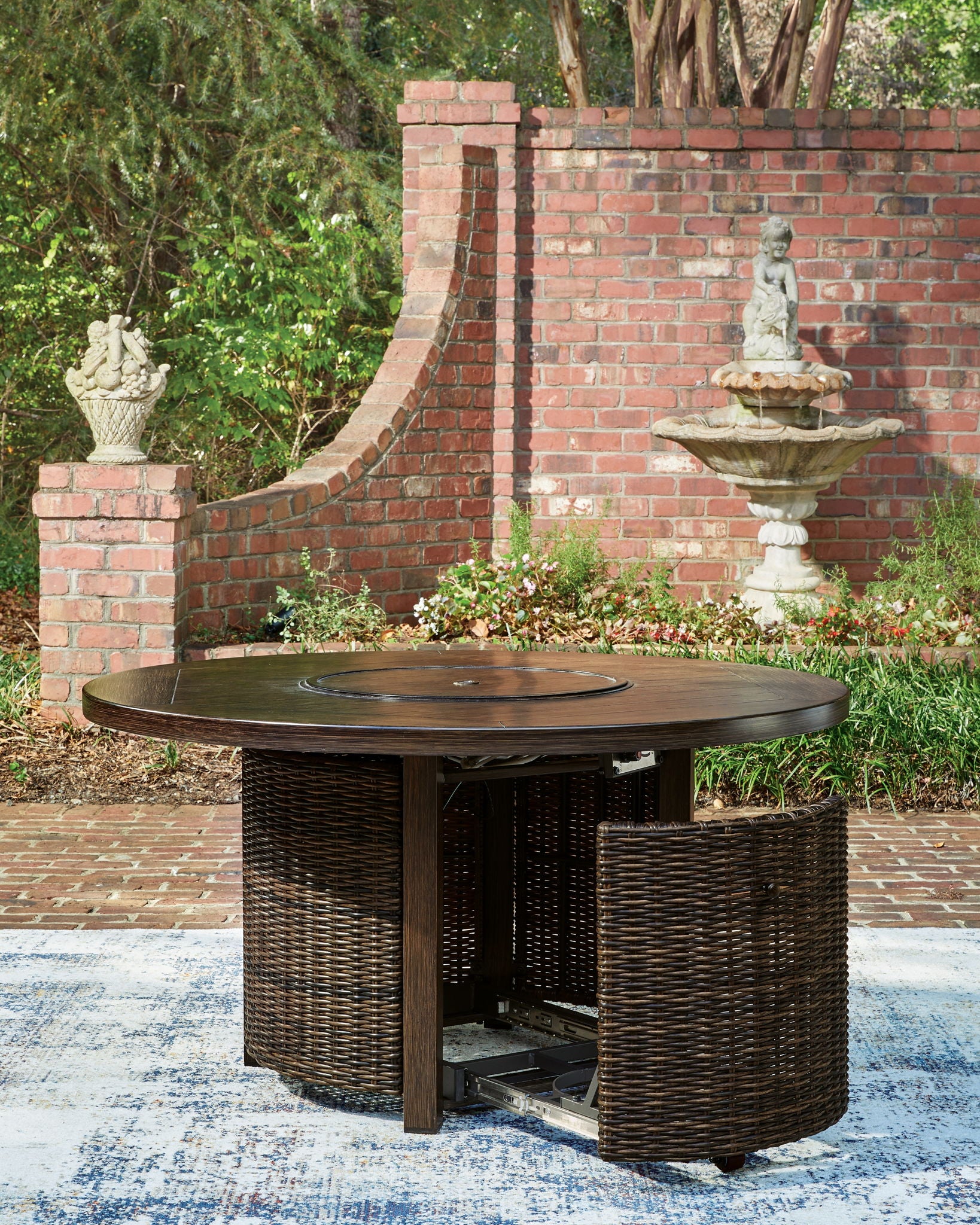 Monterey Point - Round Fire Pit Table - Dark Brown - Image 3