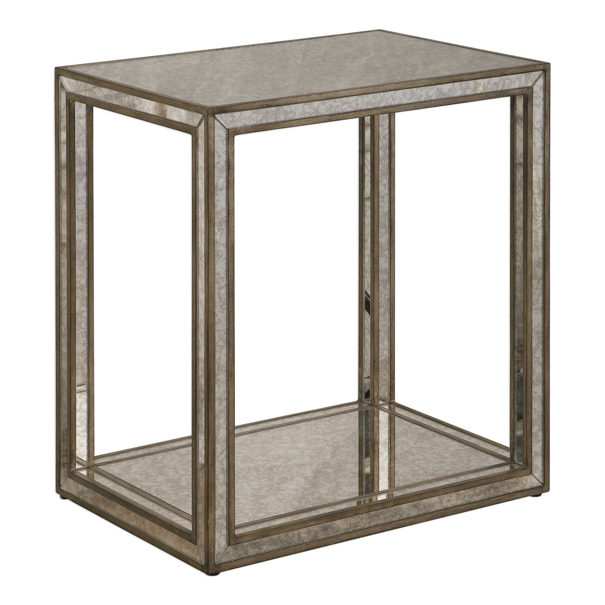 Julie – Mirrored End Table – Pearl Silver