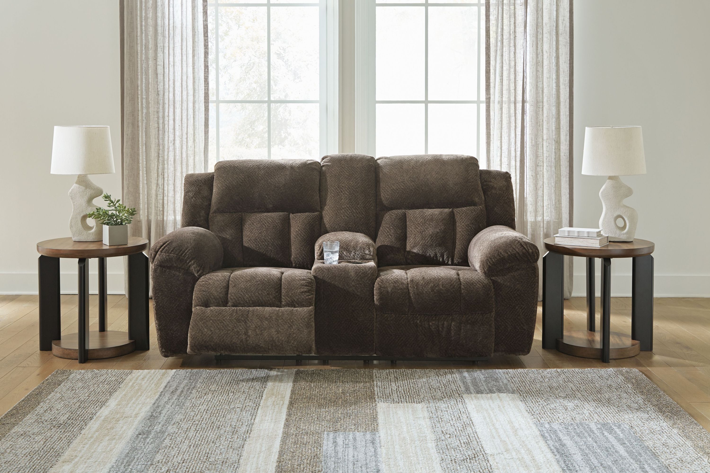 Frohn - Dbl Reclining Loveseat With Console - Fabric - Chocolate - Image 3