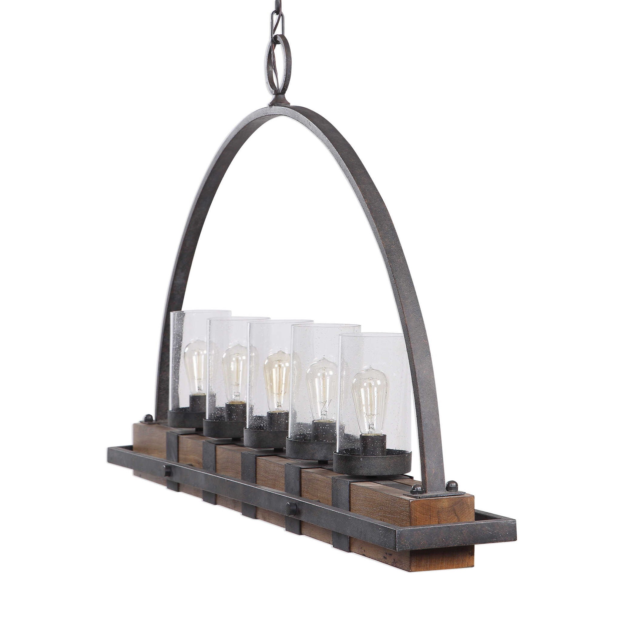 Atwood - 5 Light Rustic Linear Chandelier - Light Brown - Image 2