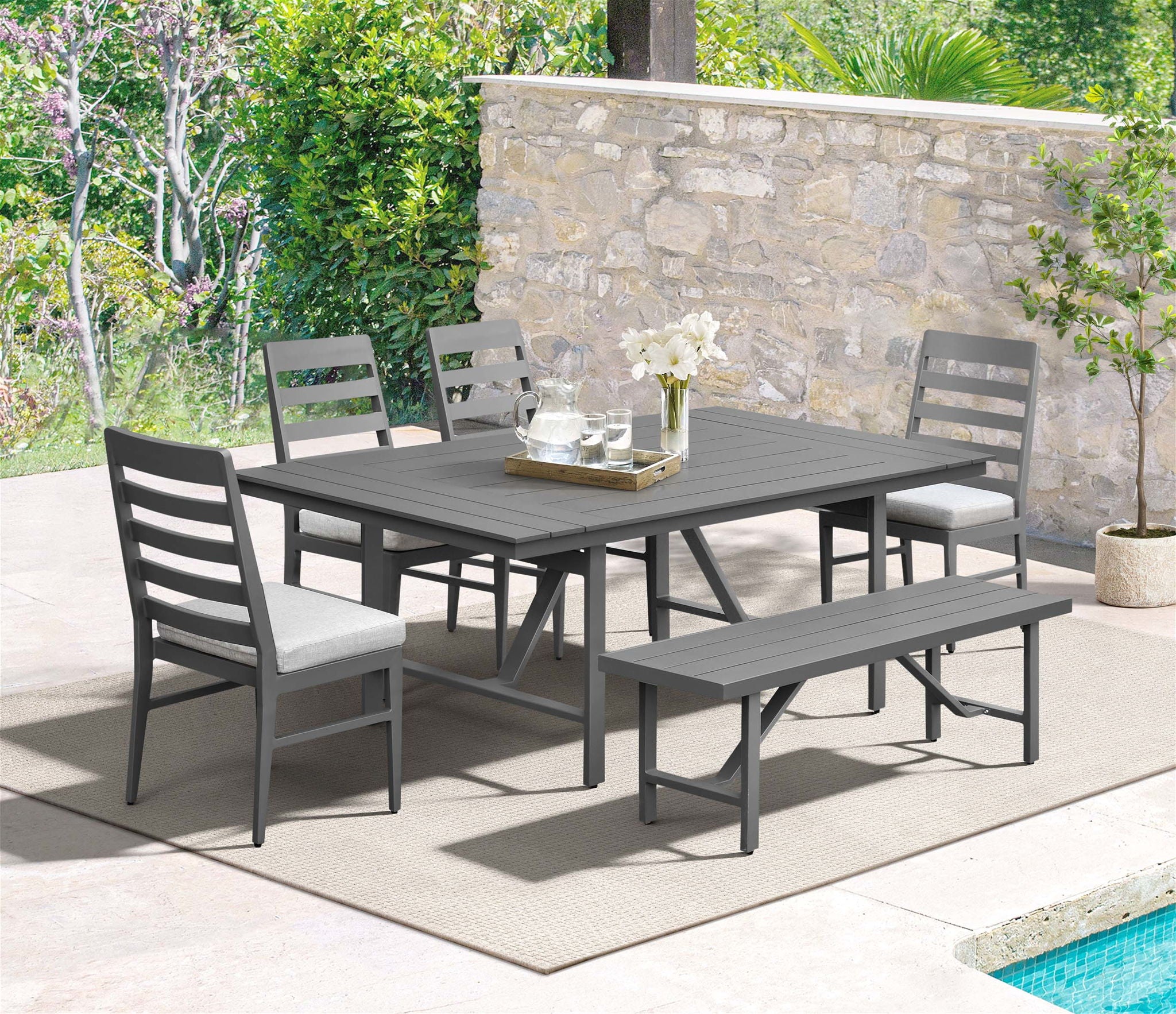 Navarro - Outdoor Dining Ladder Side Chair - Mocha - Image 2