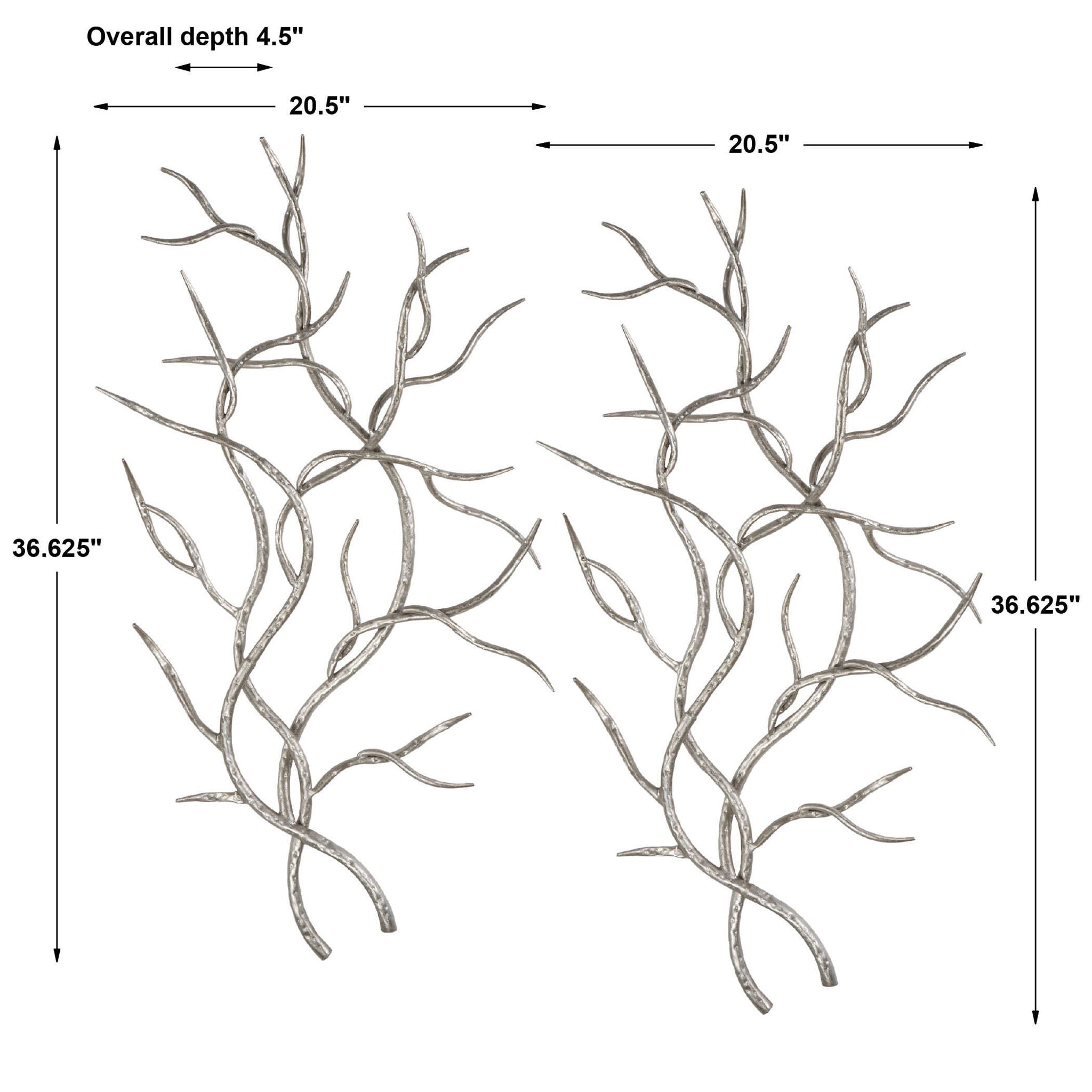 Silver Branches - Wall Art (Set of 2) - Pearl Silver - Image 2