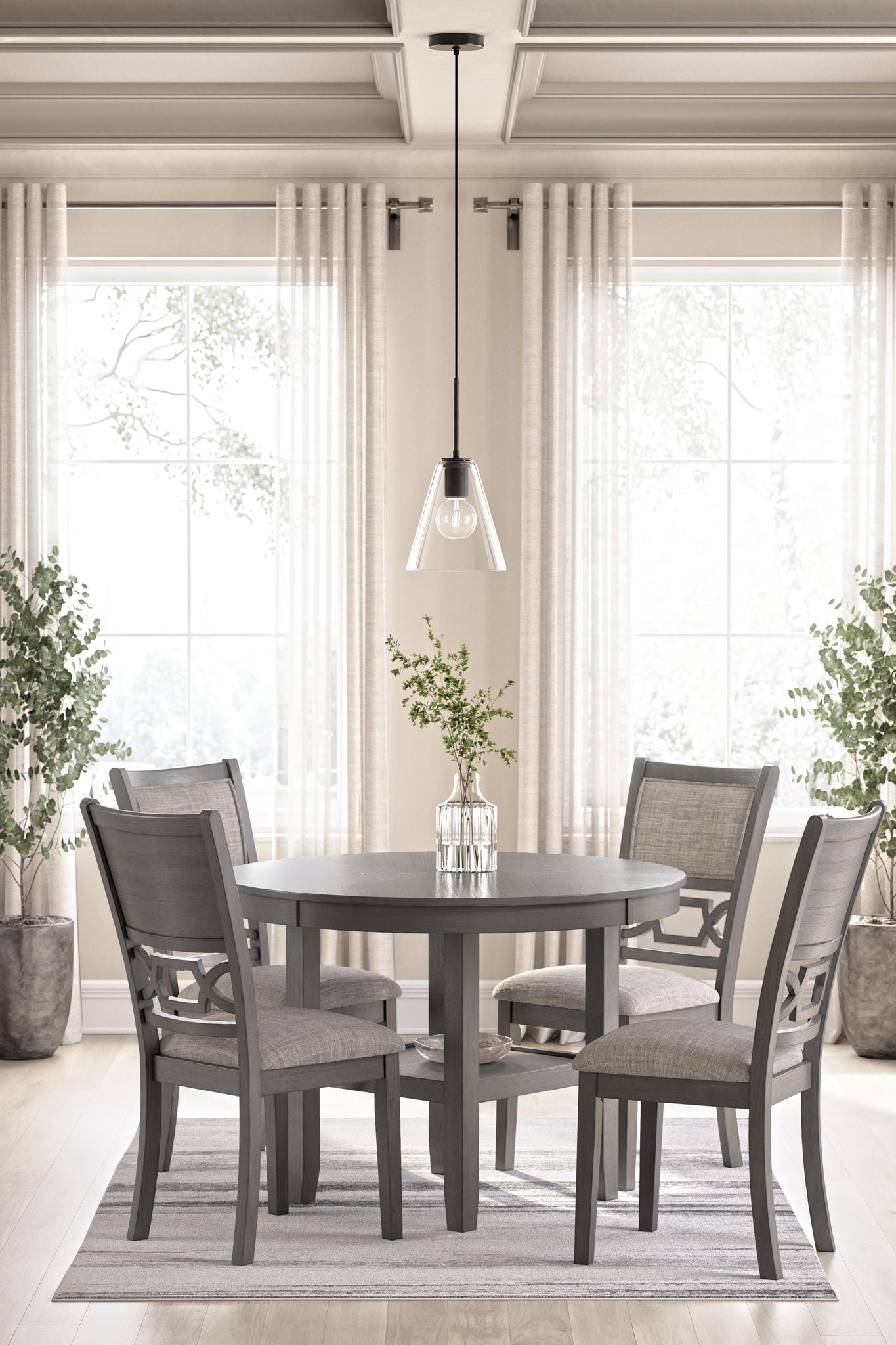 Wrenning - Dining Room Table Set (Set of 5) - Gray - Image 2
