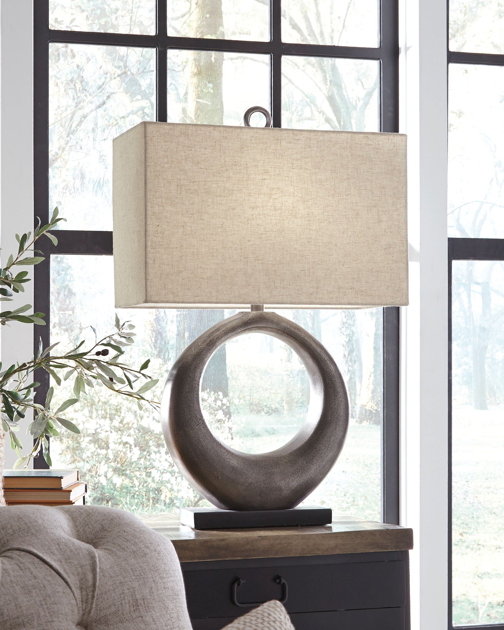 Saria - Metal Table Lamp  - Antique Silver Finish - Image 3