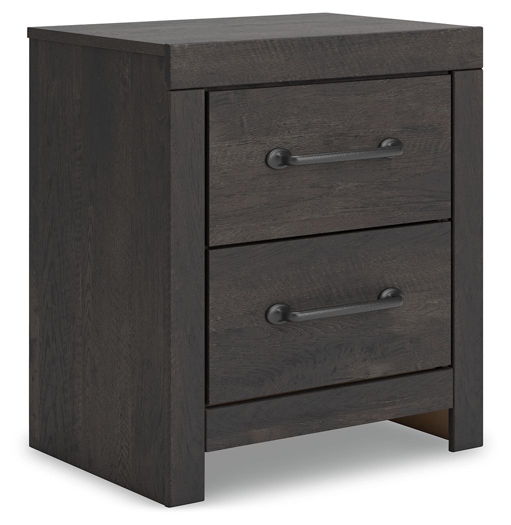 Hollivern – Two Drawer Night Stand – Dark Gray
