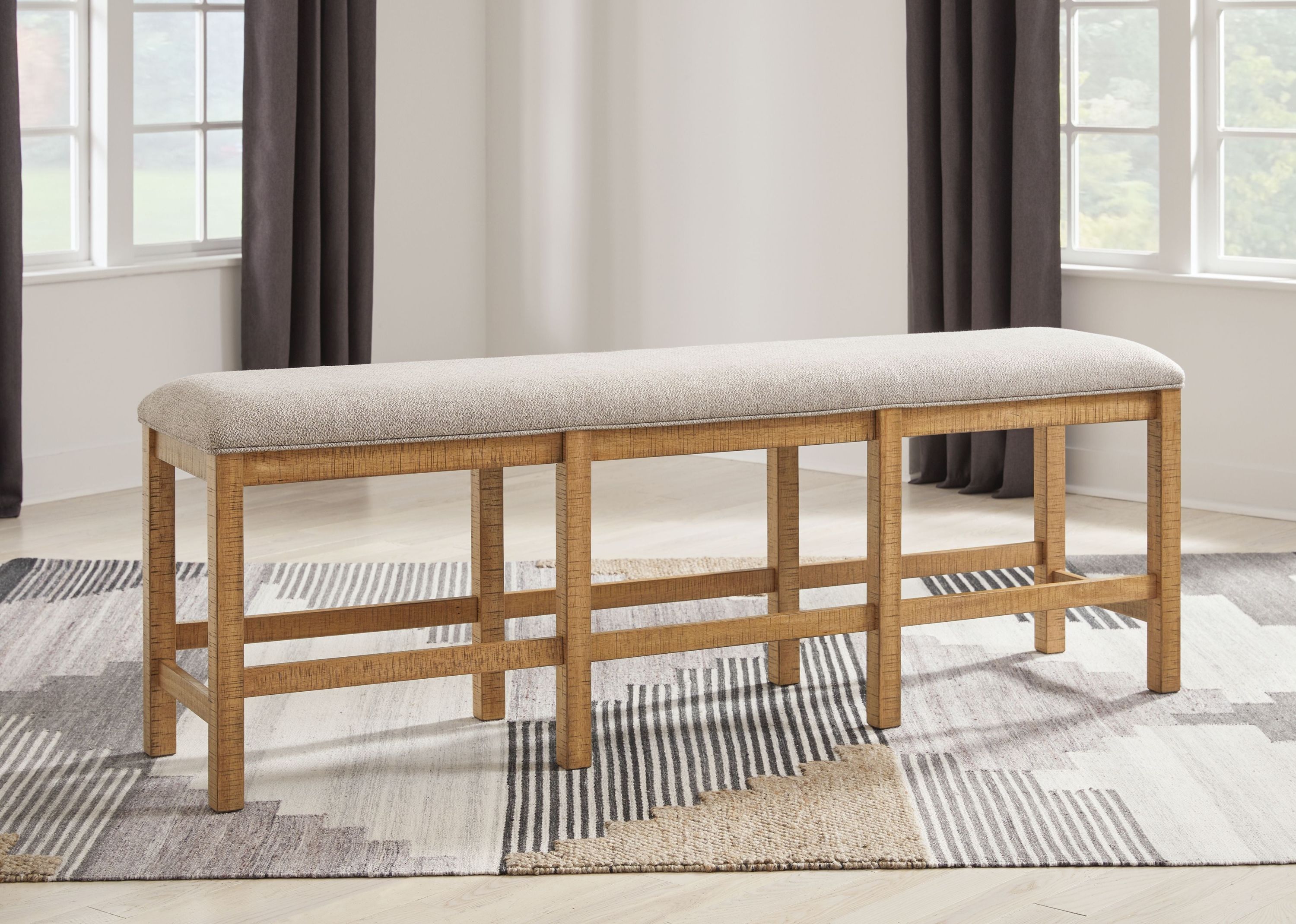 Havonplane - XL Counter Height Upholstered Dining Bench - Brown - Image 3