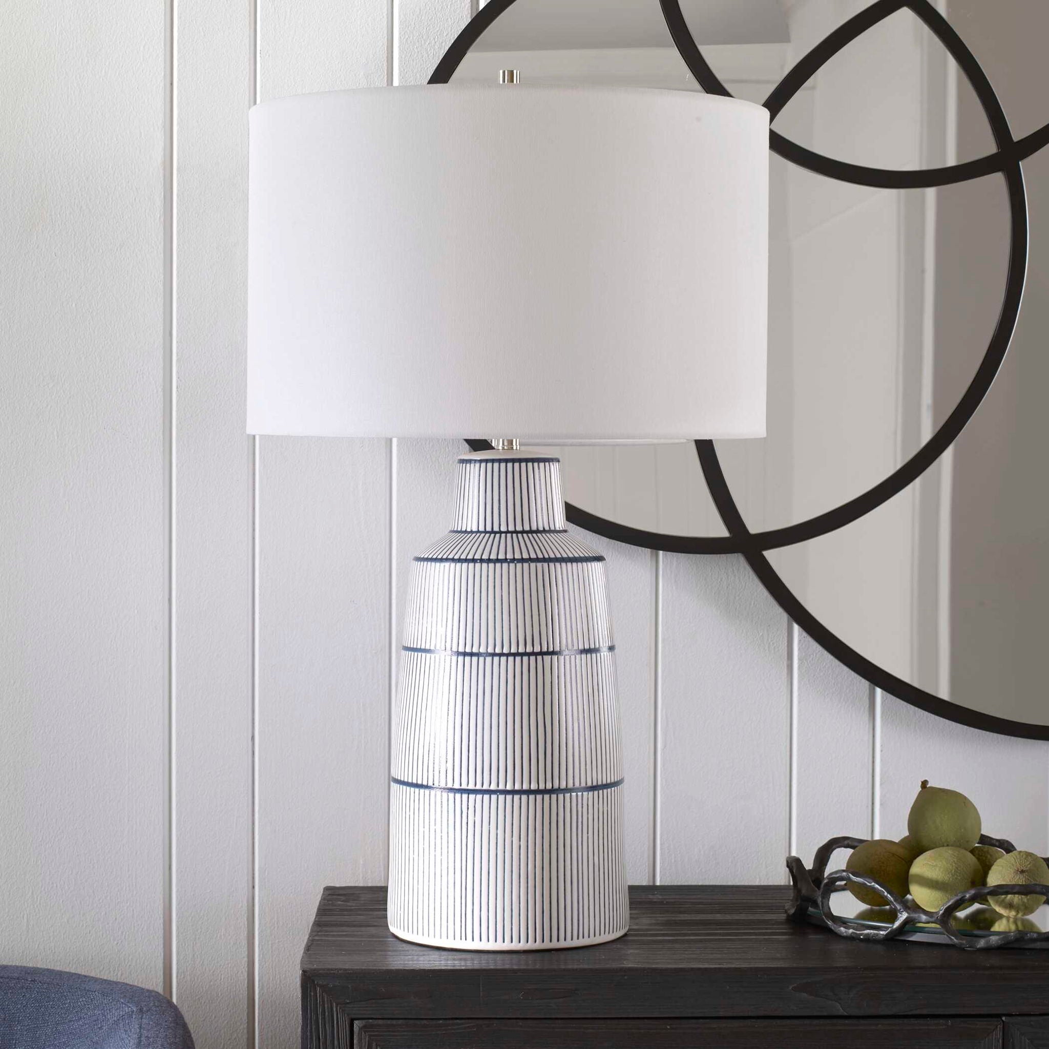 Breton - Nautical Stripe Table Lamp - White - Image 2