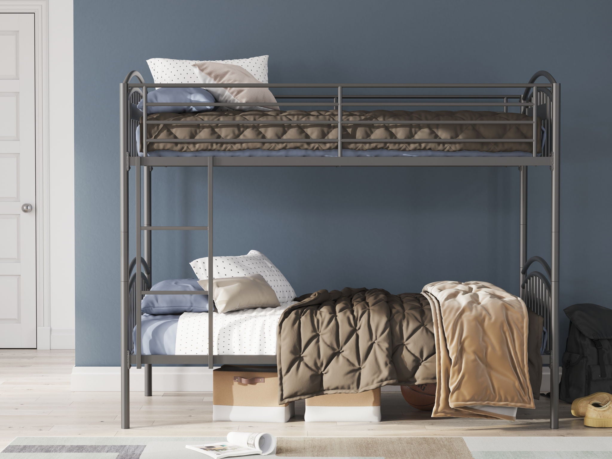 Lanceburg - Twin/Twin Bunk Bed With Ladder - Gray - Image 3
