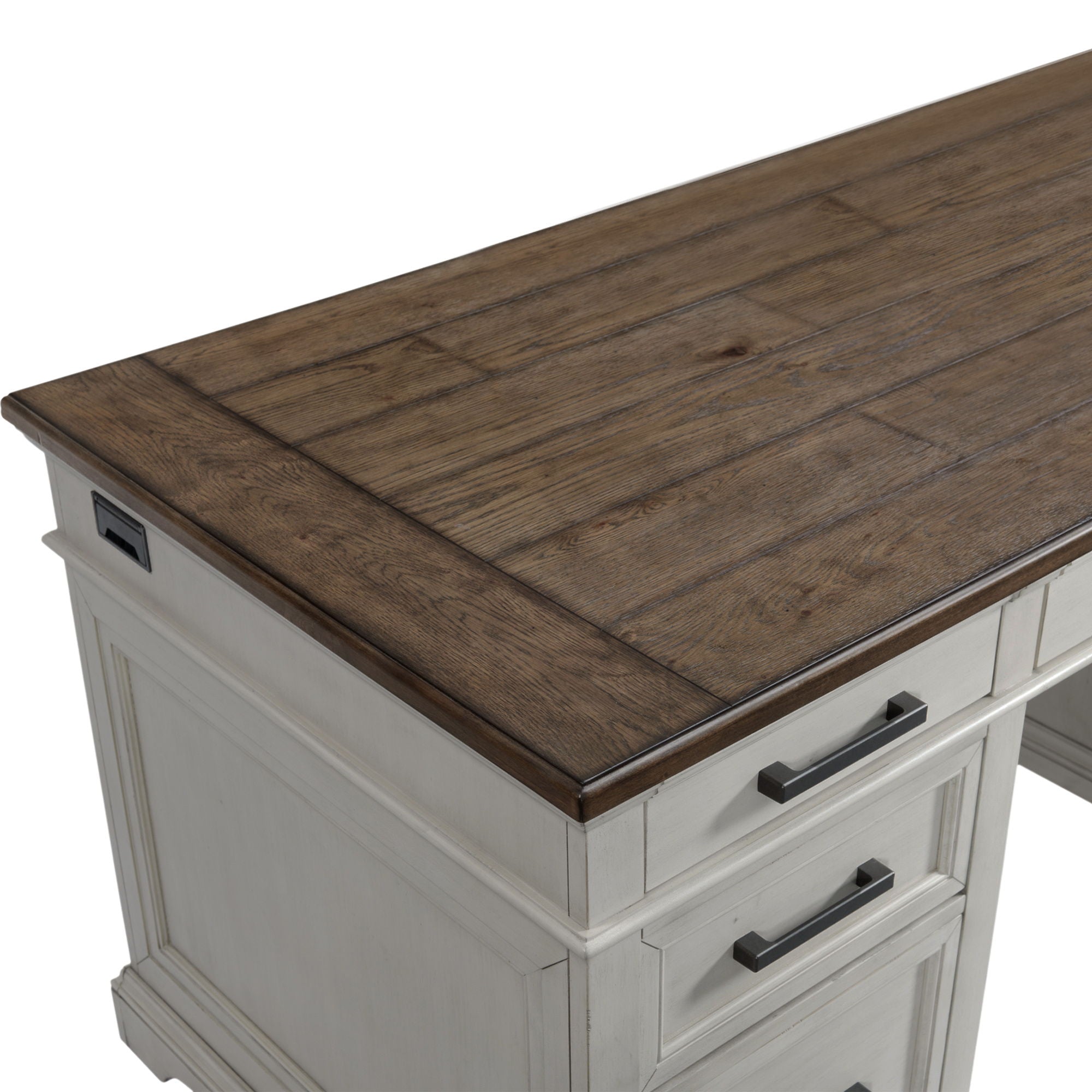 Drake - Executive Desk - Rustic White / French Oak - Image 2