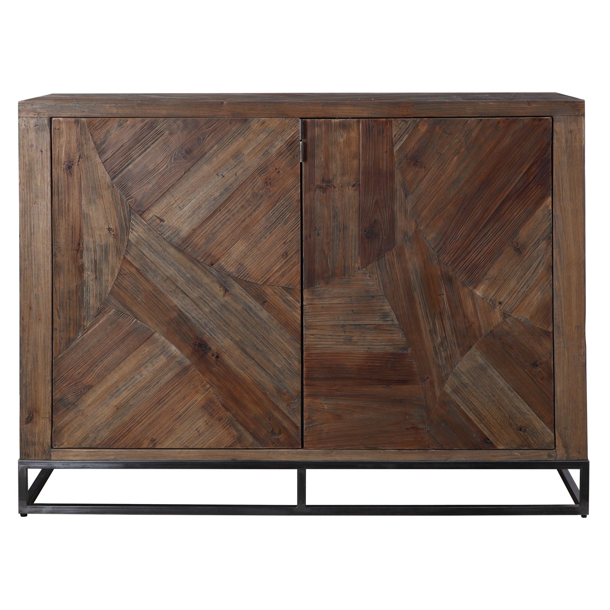 Evros - Reclaimed Wood 2 Door Cabinet - Dark Brown - Image 1