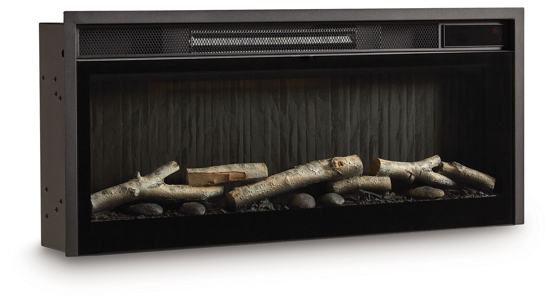 Entertainment Accessories – Fireplace Insert With Faux Birch Log Set – Black