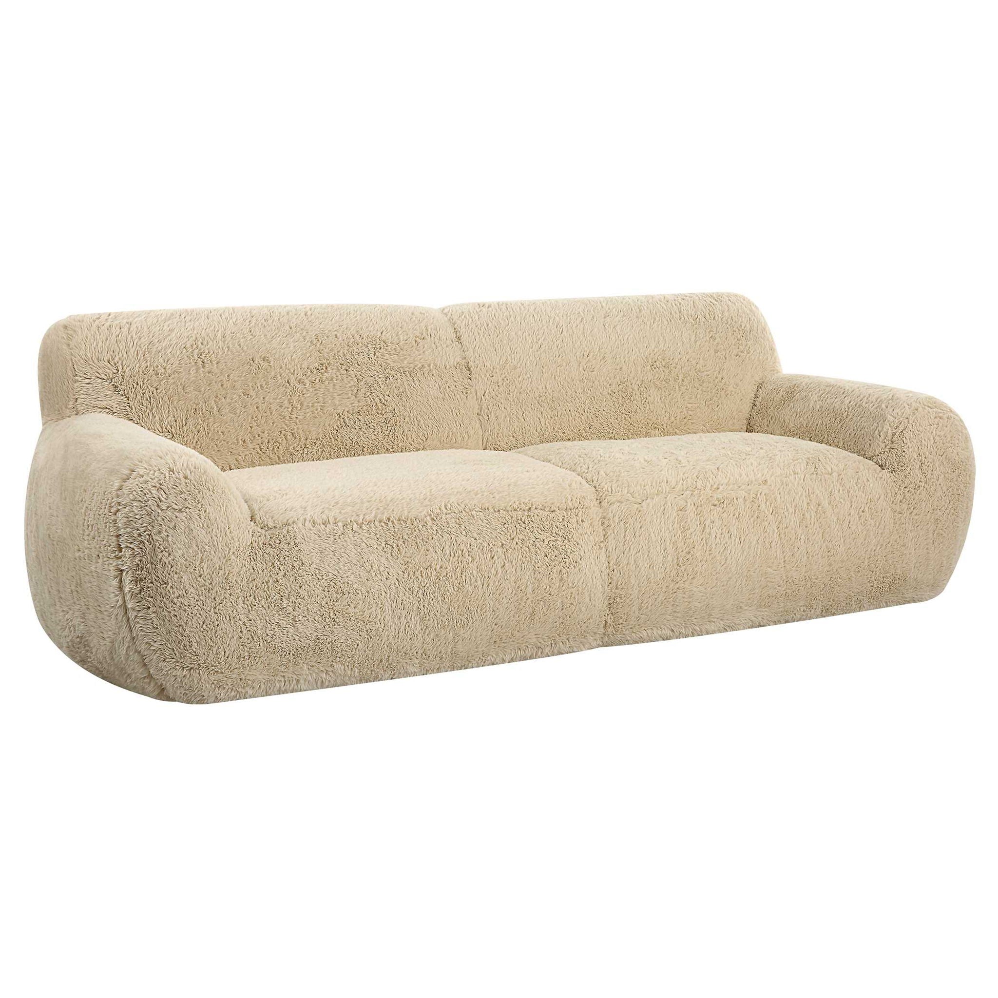 Abide - Rounded Sheepskin Sofa - Beige - Image 3