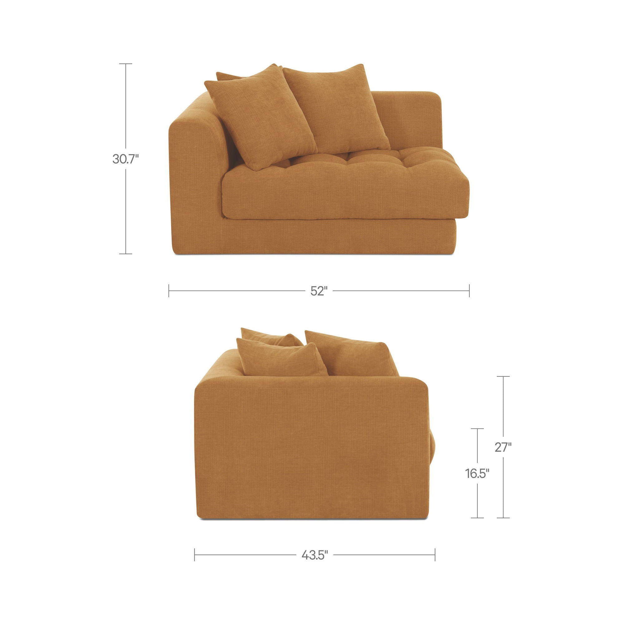 Davie - Left Arm Facing Chair - GoldenYellow - Image 2