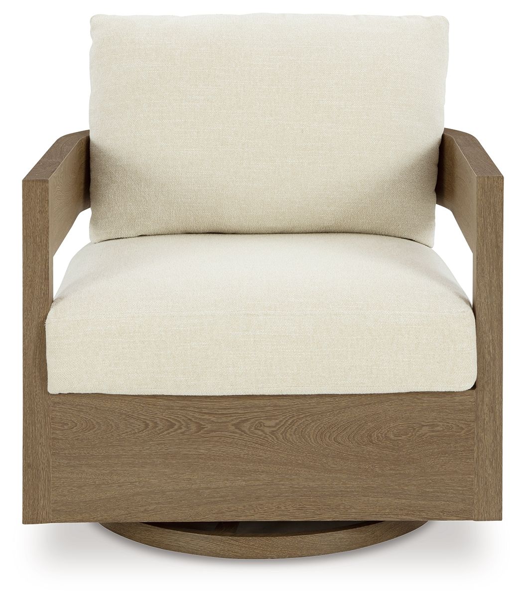 Serene Bay - Swivel Glider Chair With Cushion - Dark Brown / White - Image 3